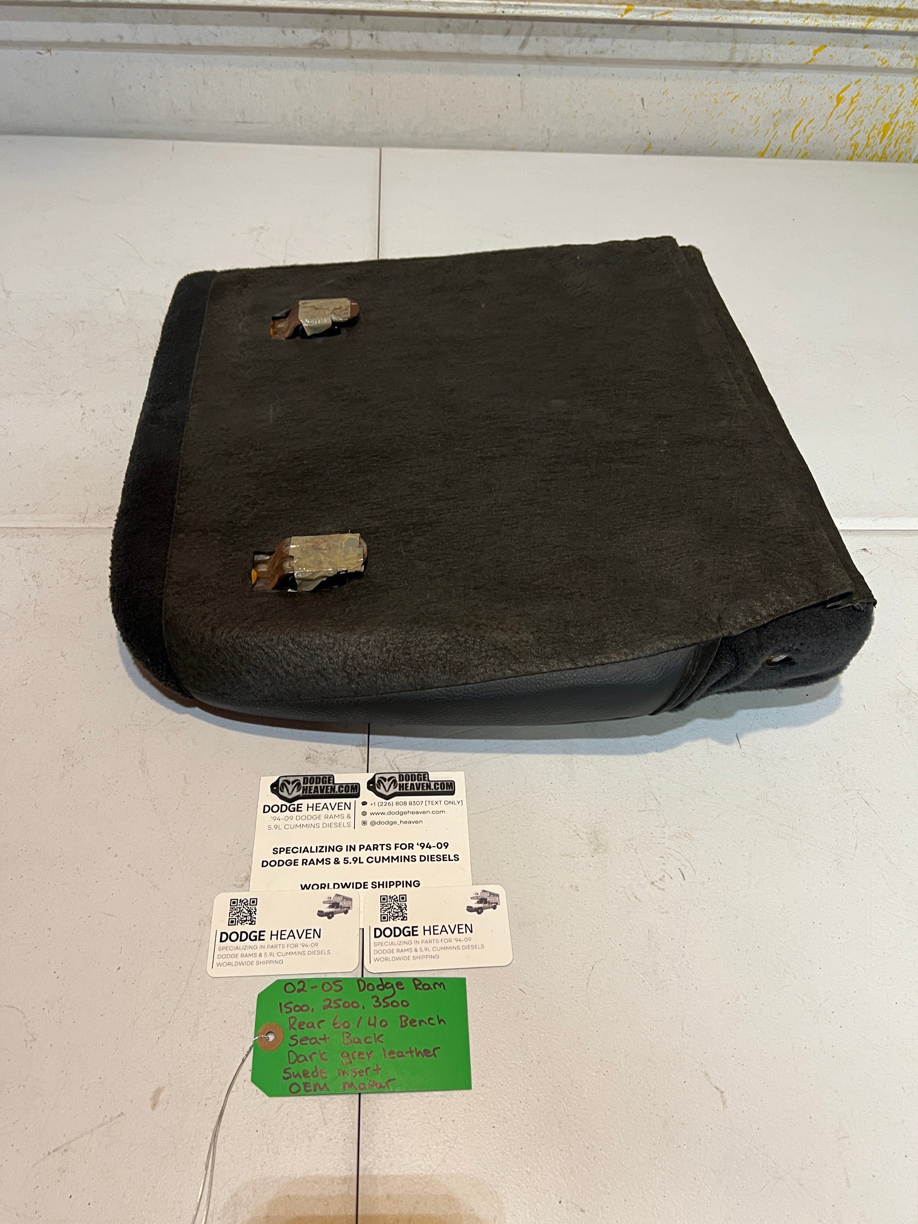 2002-2005 Dodge Ram Quad Cab Rear 60/40 Bench Seat Back Dark Grey Leather