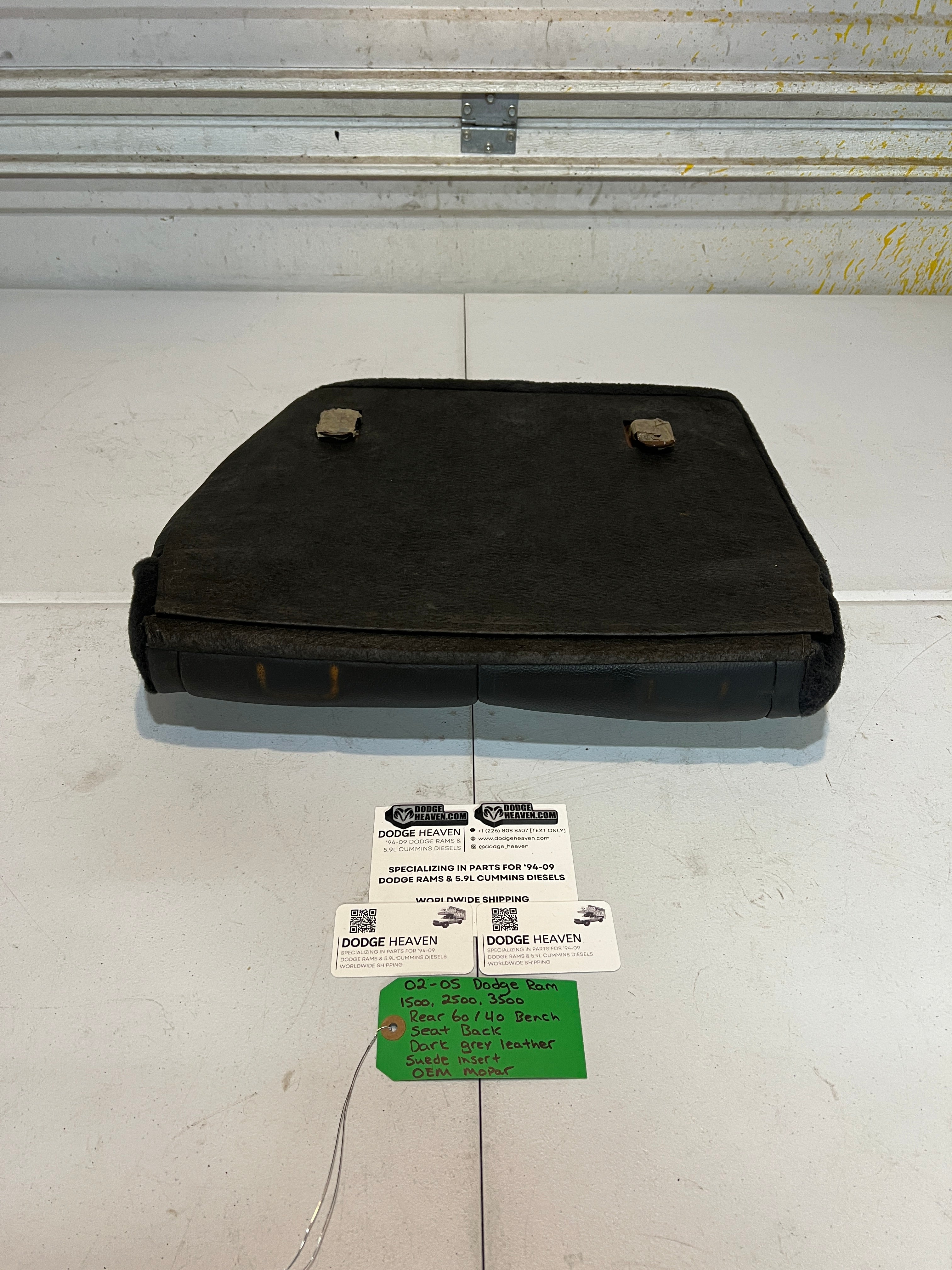 2002-2005 Dodge Ram Quad Cab Rear 60/40 Bench Seat Back Dark Grey Leather