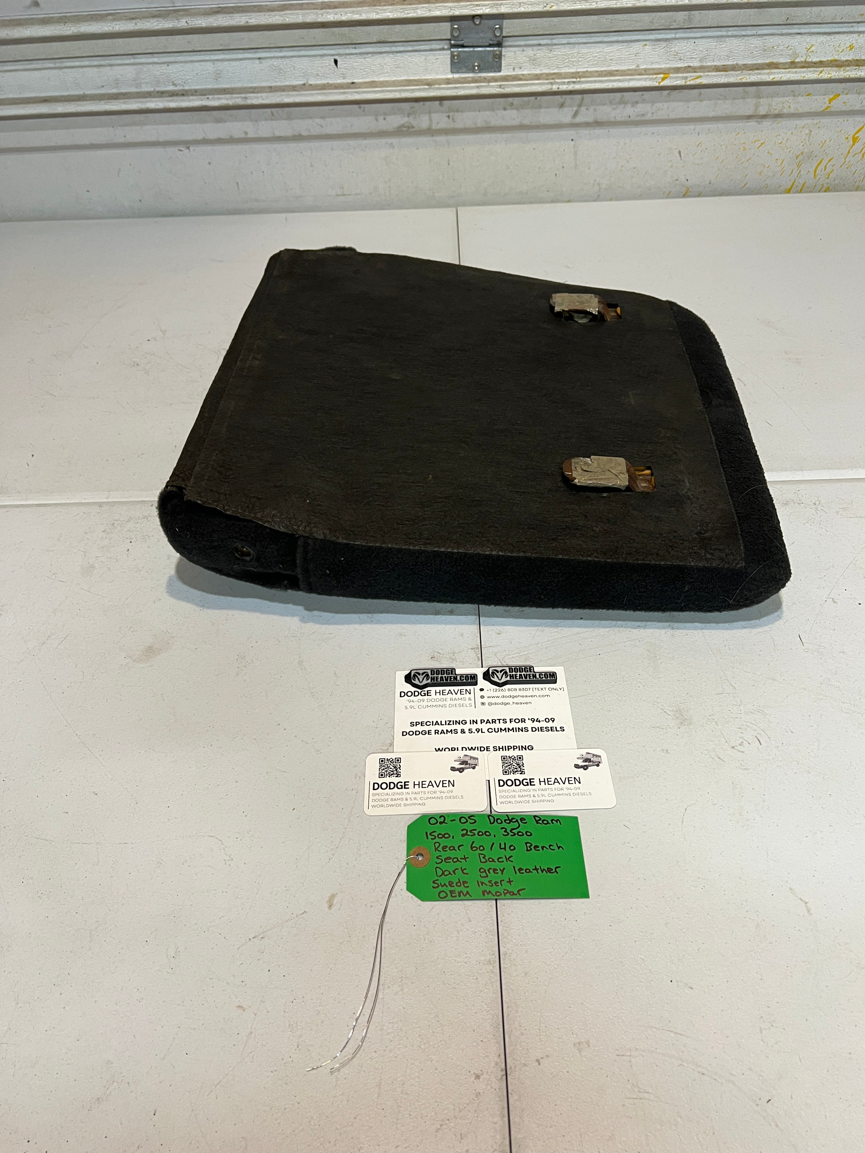 2002-2005 Dodge Ram Quad Cab Rear 60/40 Bench Seat Back Dark Grey Leather