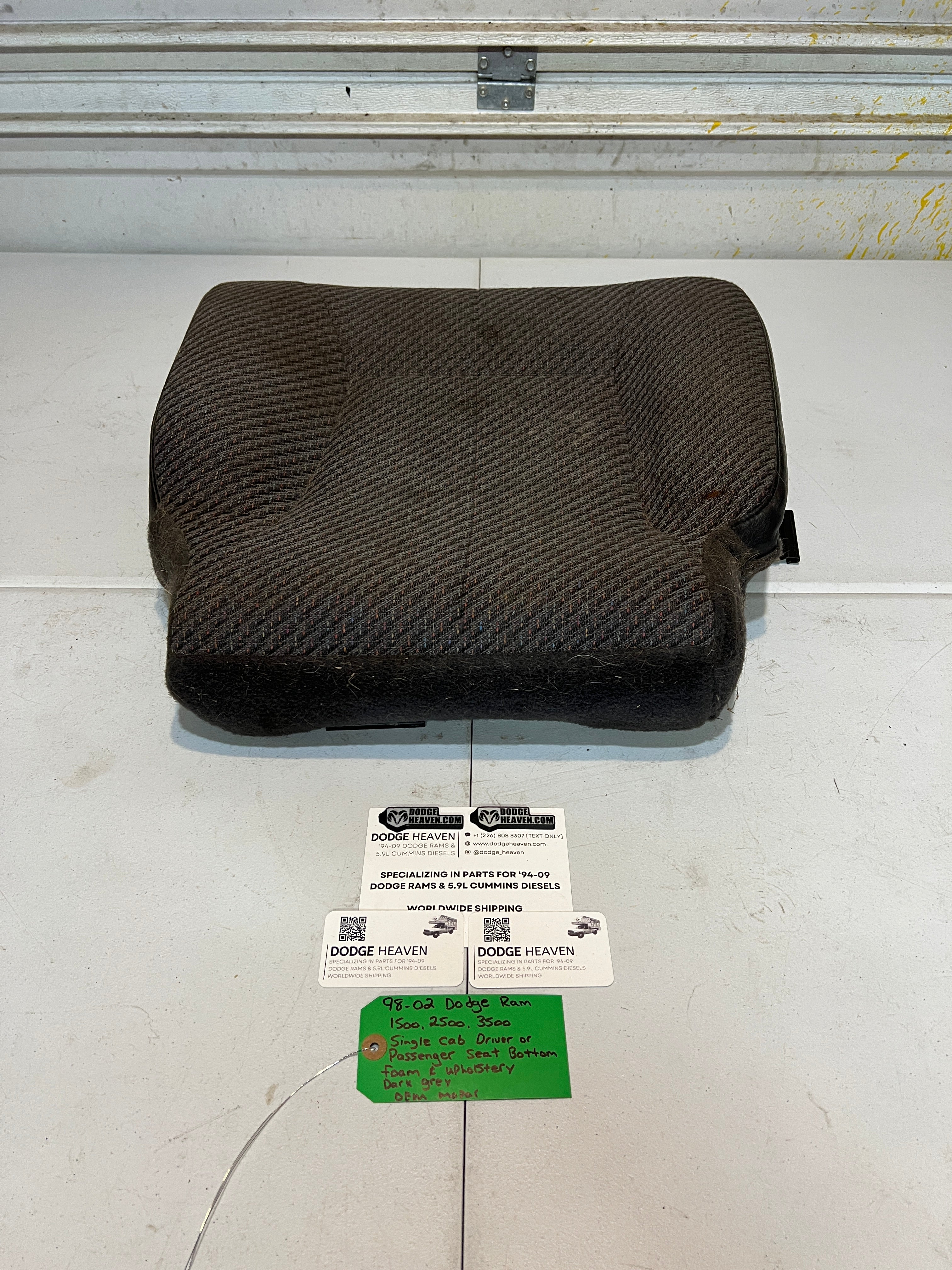 1998-2002 Dodge Ram Single Cab Driver or Passenger Seat Bottom Dark Grey
