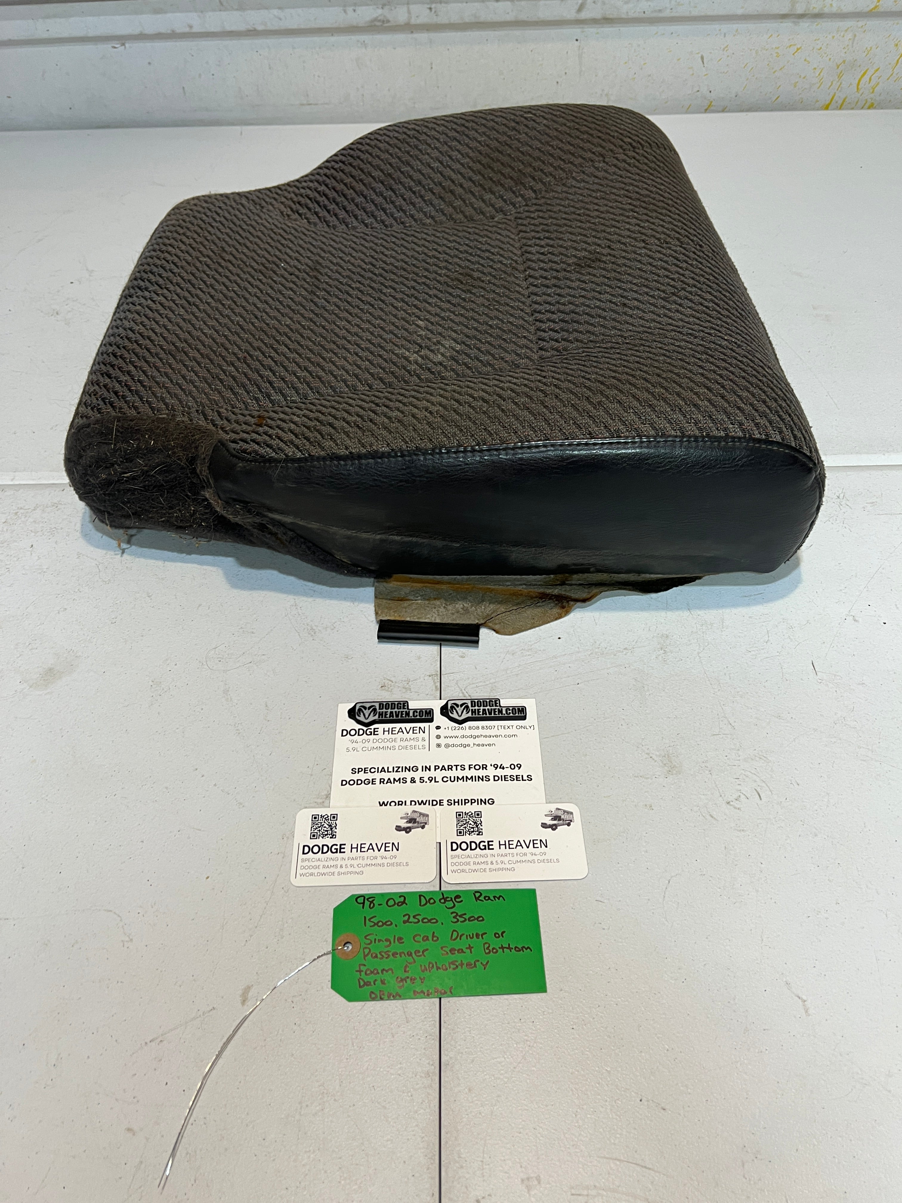 1998-2002 Dodge Ram Single Cab Driver or Passenger Seat Bottom Dark Grey