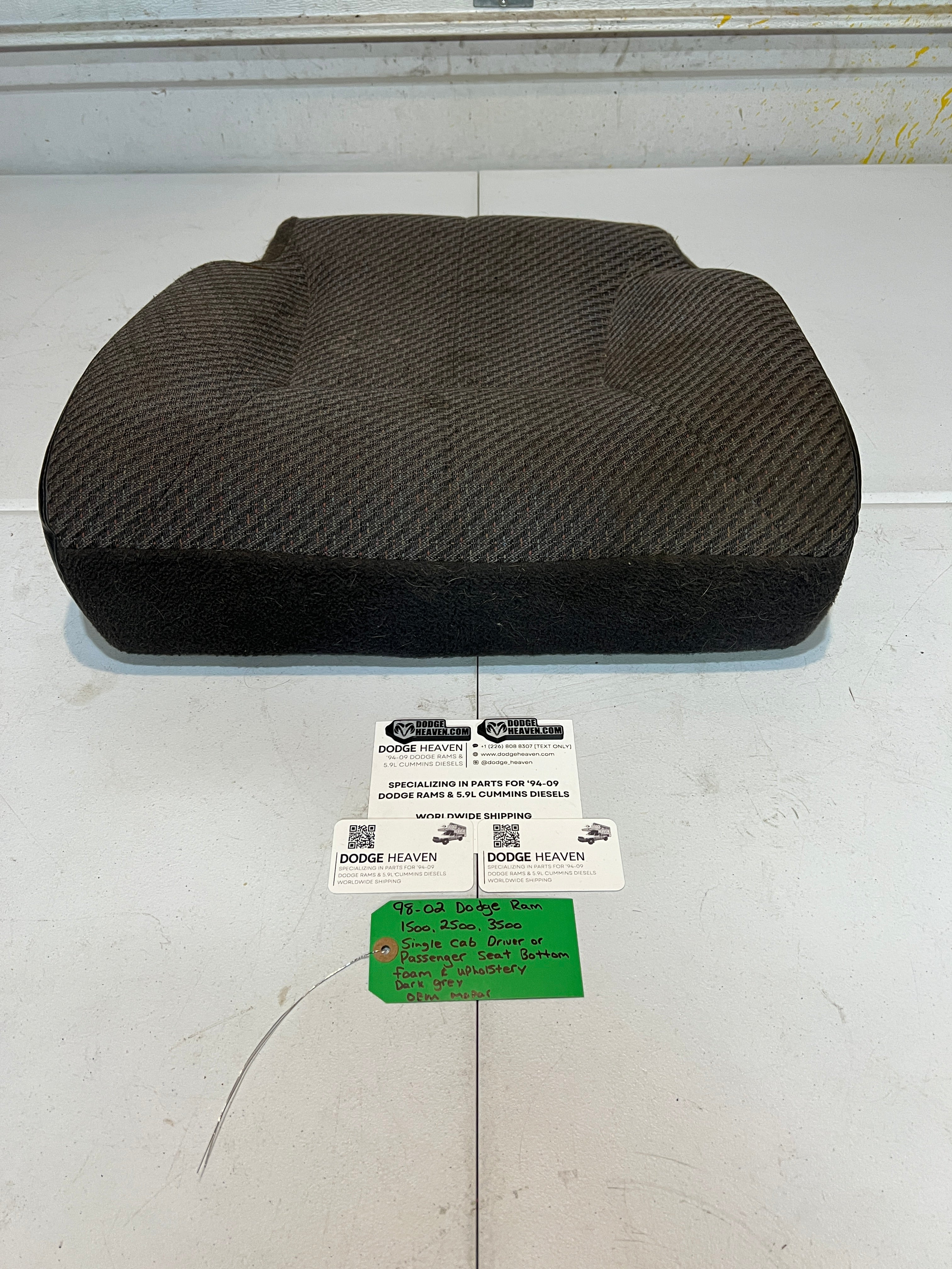 1998-2002 Dodge Ram Single Cab Driver or Passenger Seat Bottom Dark Grey