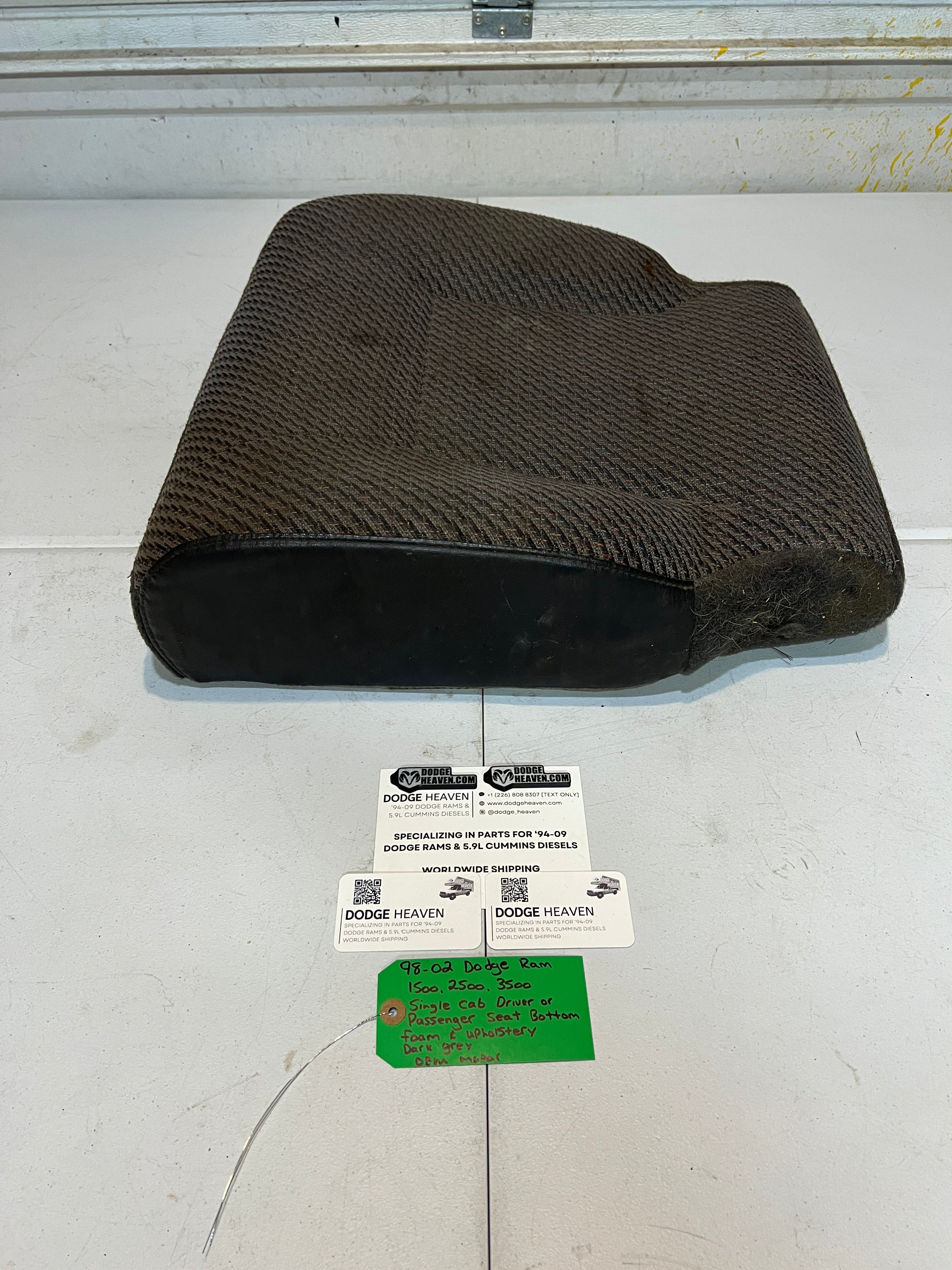 1998-2002 Dodge Ram Single Cab Driver or Passenger Seat Bottom Dark Grey