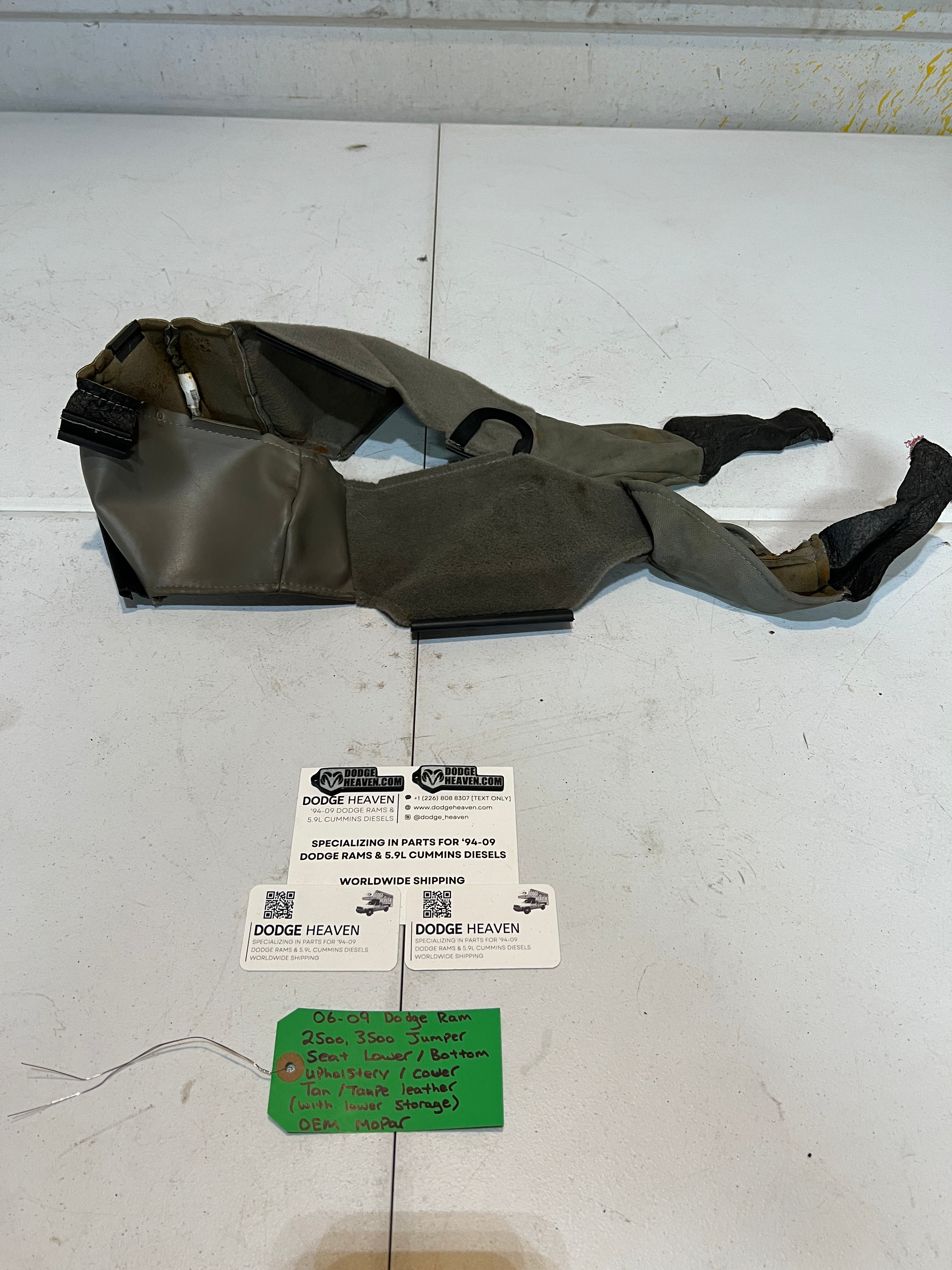 2006-2009 Dodge Ram 2500 3500 Jumper Seat Bottom Upholstery W Storage Tan/ Taupe