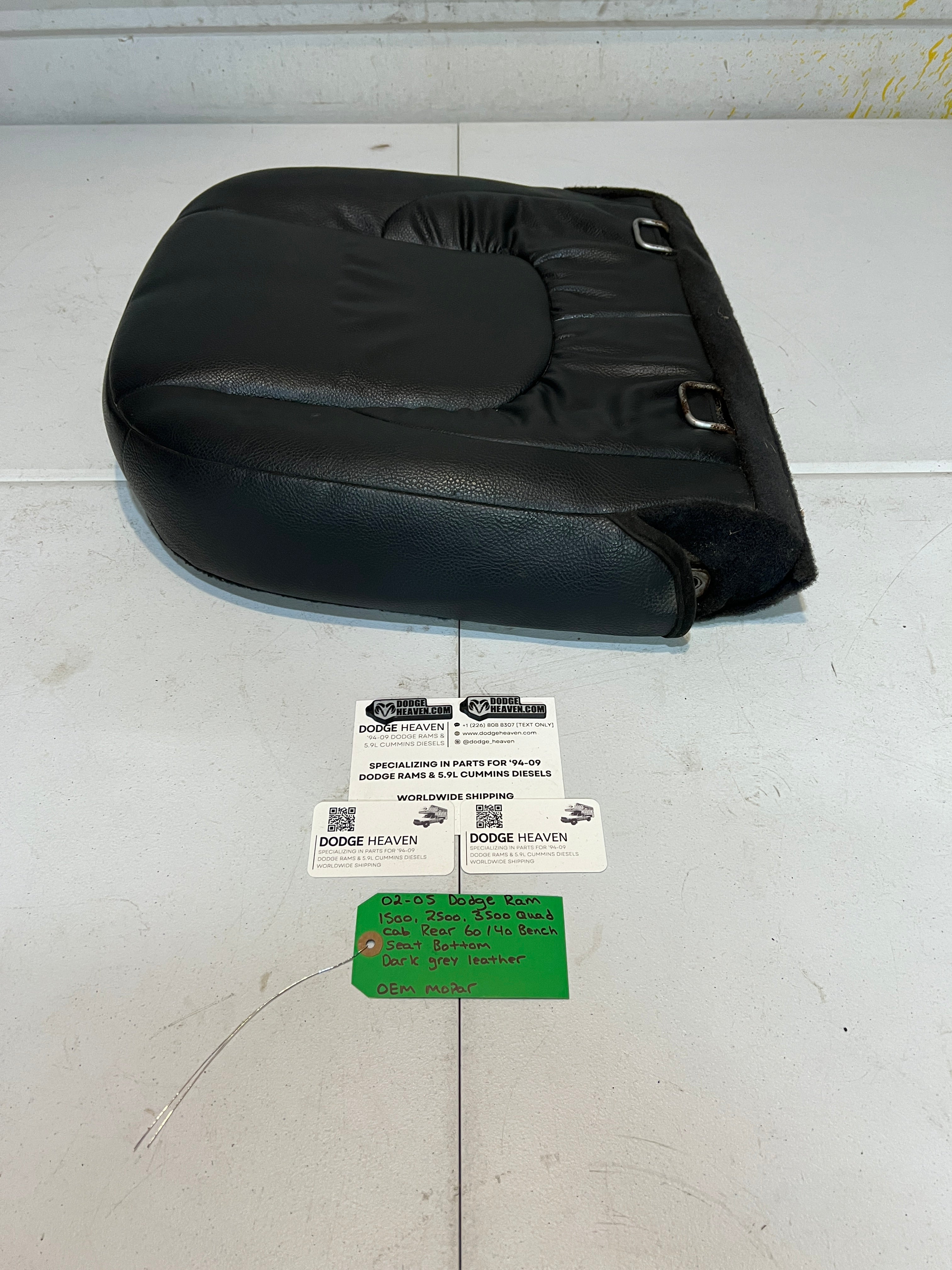 2002-2005 Dodge Ram Quad Cab Rear 60/40 Bench Seat Bottom Dark Grey Leather