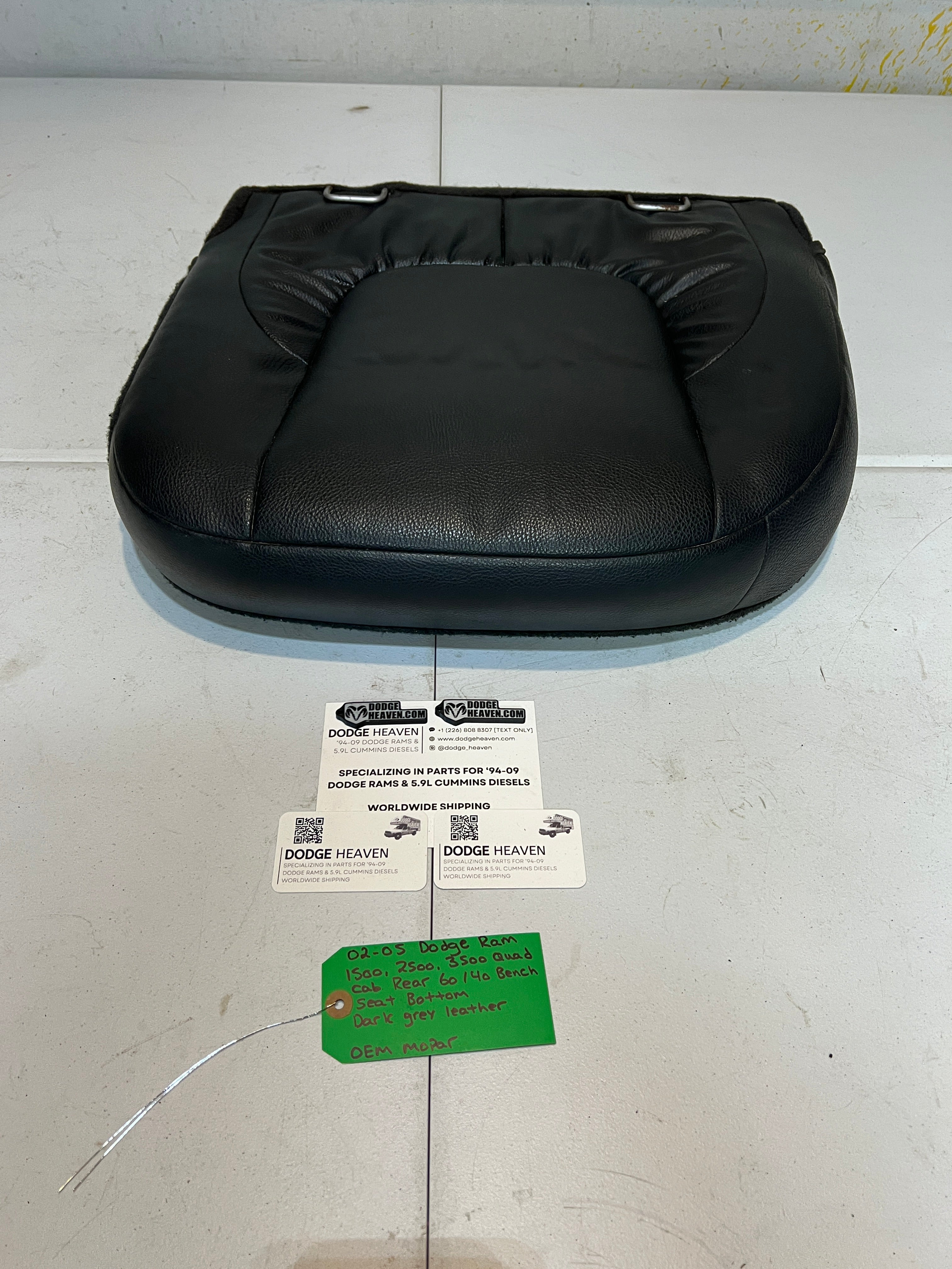 2002-2005 Dodge Ram Quad Cab Rear 60/40 Bench Seat Bottom Dark Grey Leather