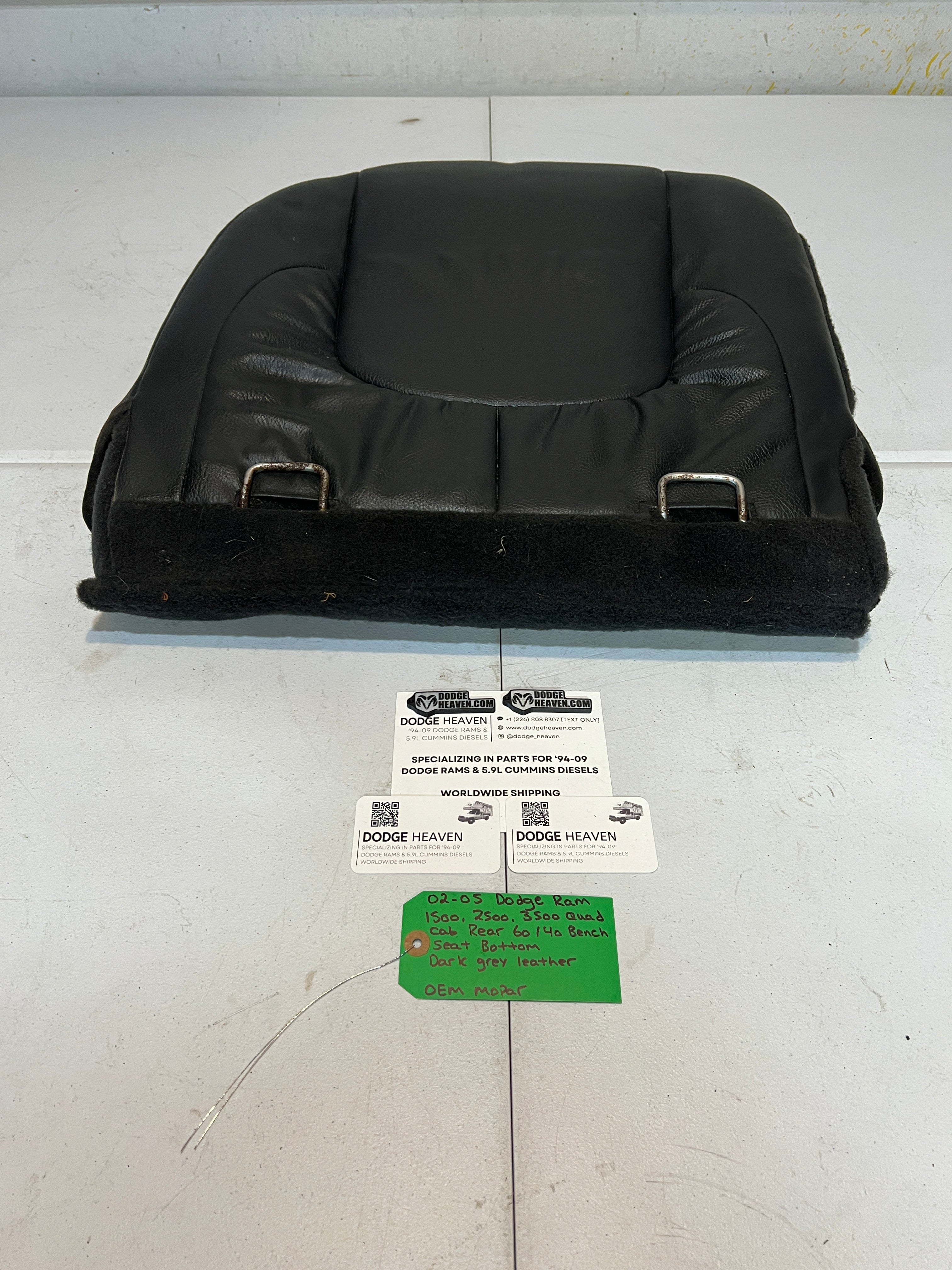 2002-2005 Dodge Ram Quad Cab Rear 60/40 Bench Seat Bottom Dark Grey Leather