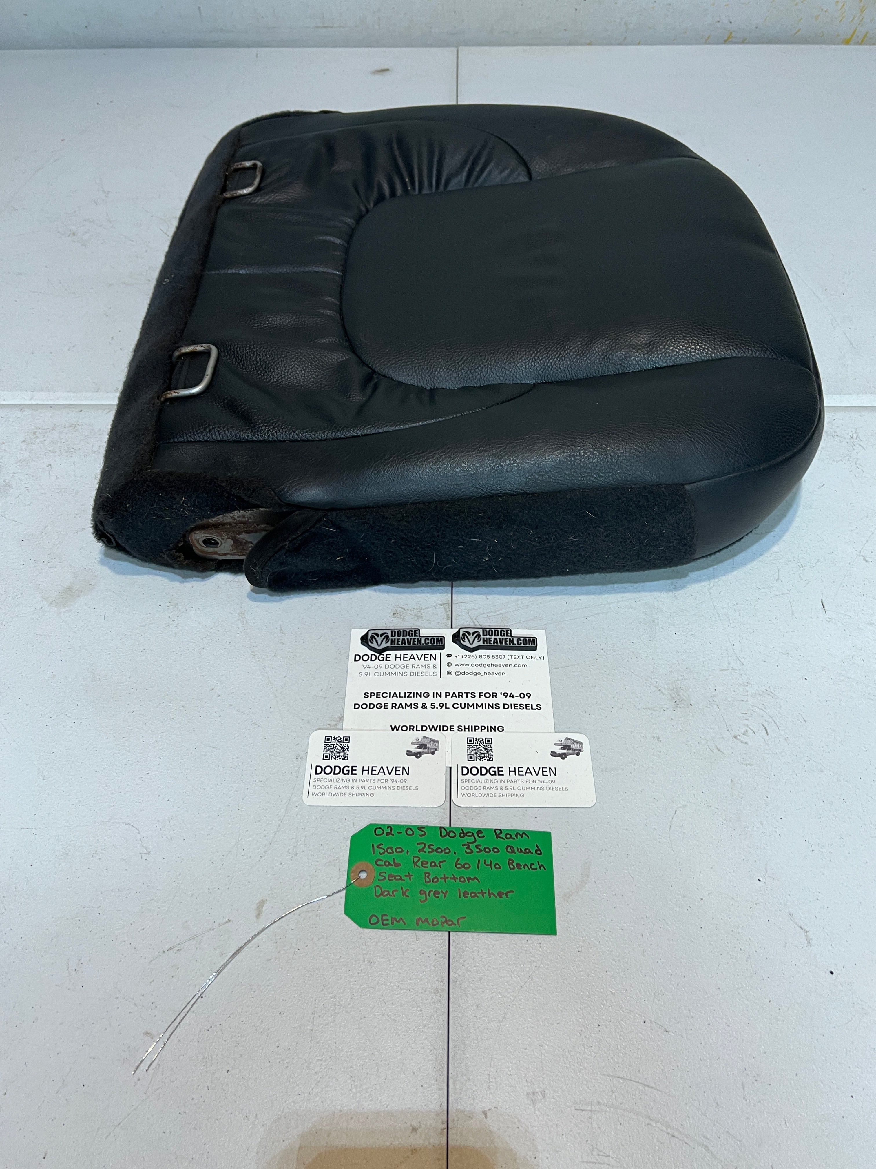 2002-2005 Dodge Ram Quad Cab Rear 60/40 Bench Seat Bottom Dark Grey Leather