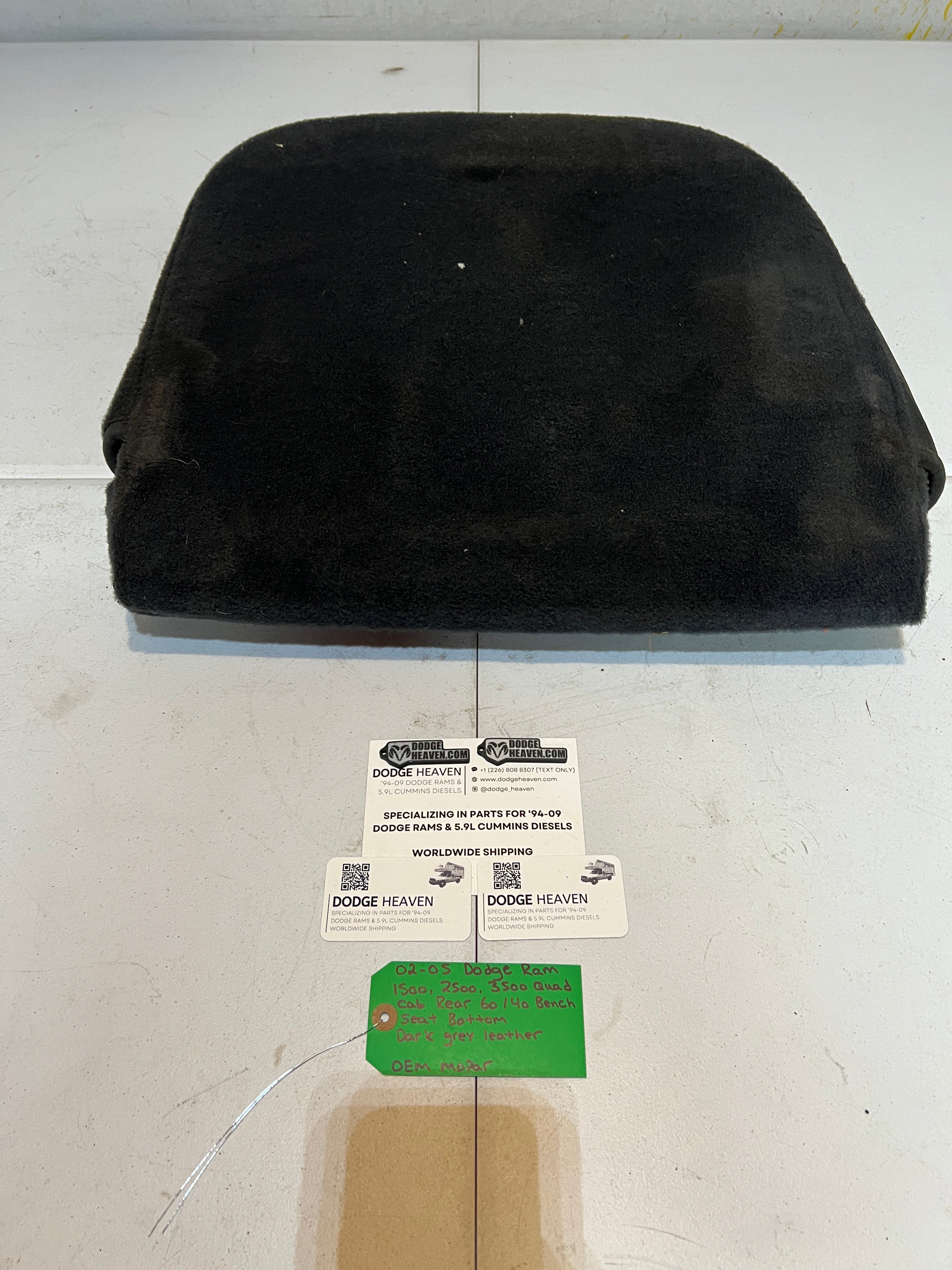2002-2005 Dodge Ram Quad Cab Rear 60/40 Bench Seat Bottom Dark Grey Leather