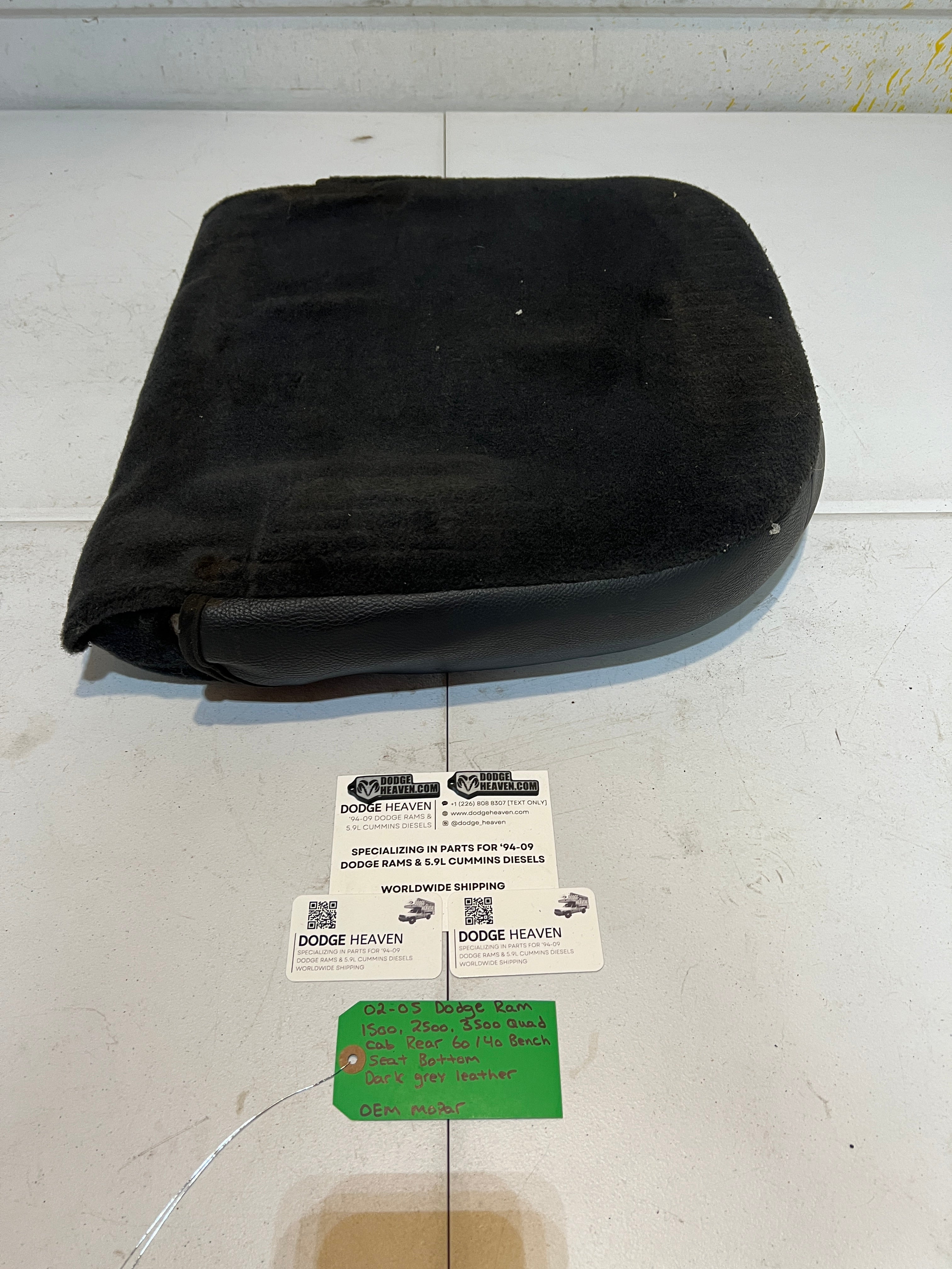 2002-2005 Dodge Ram Quad Cab Rear 60/40 Bench Seat Bottom Dark Grey Leather