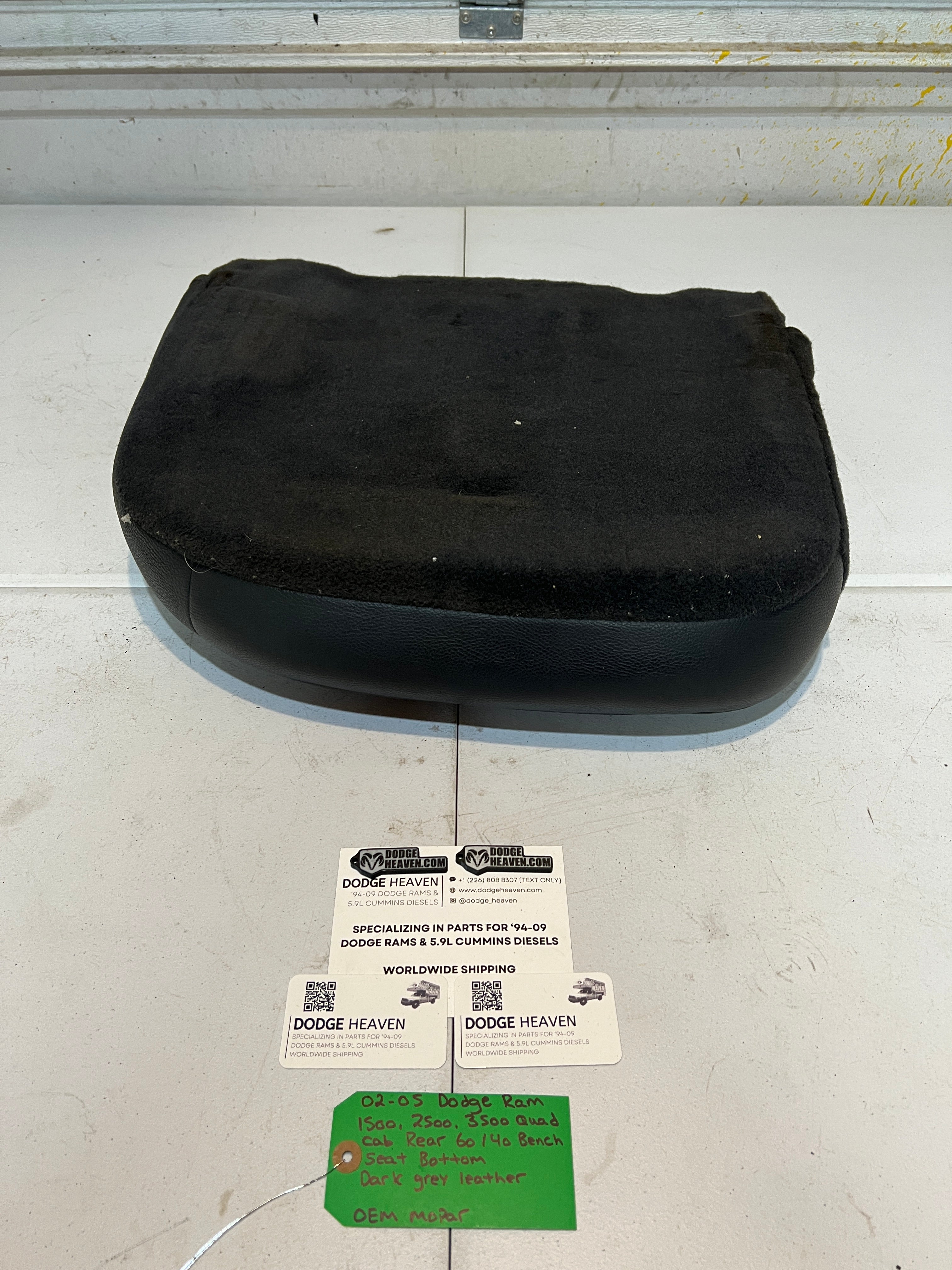 2002-2005 Dodge Ram Quad Cab Rear 60/40 Bench Seat Bottom Dark Grey Leather