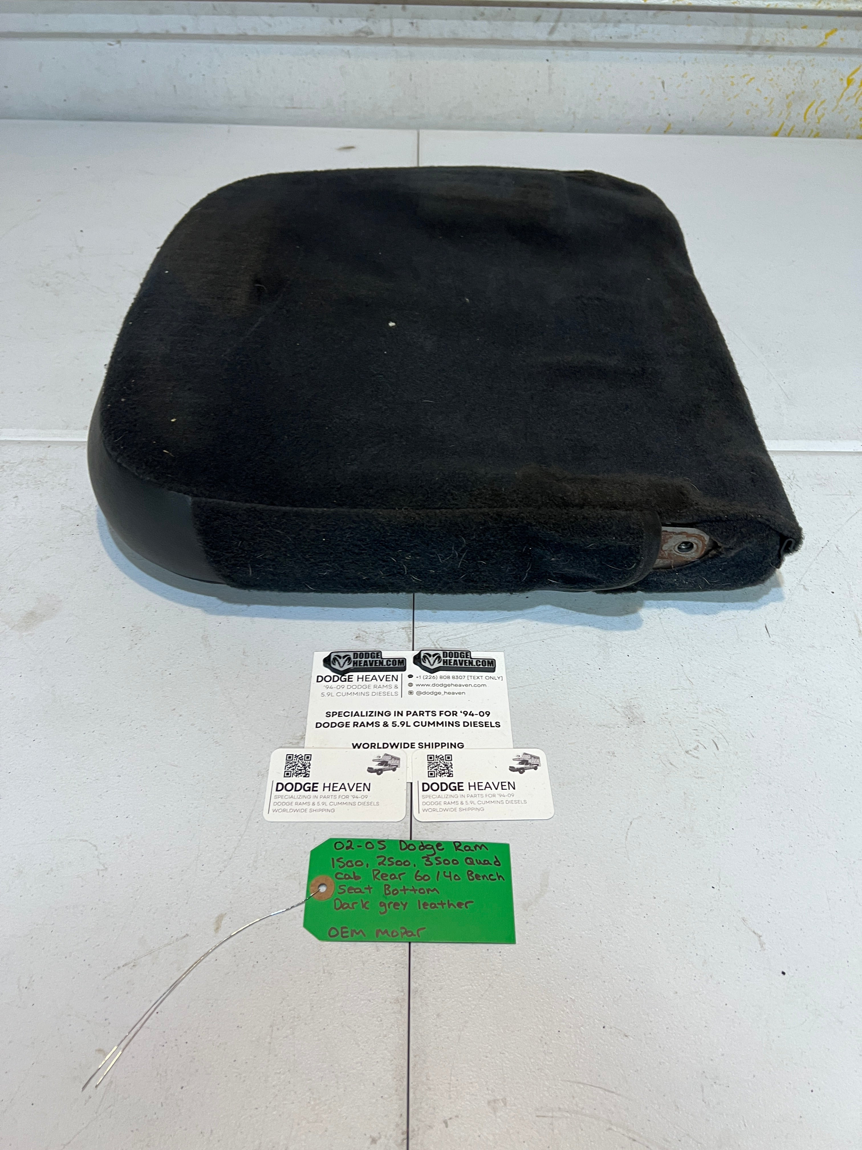 2002-2005 Dodge Ram Quad Cab Rear 60/40 Bench Seat Bottom Dark Grey Leather