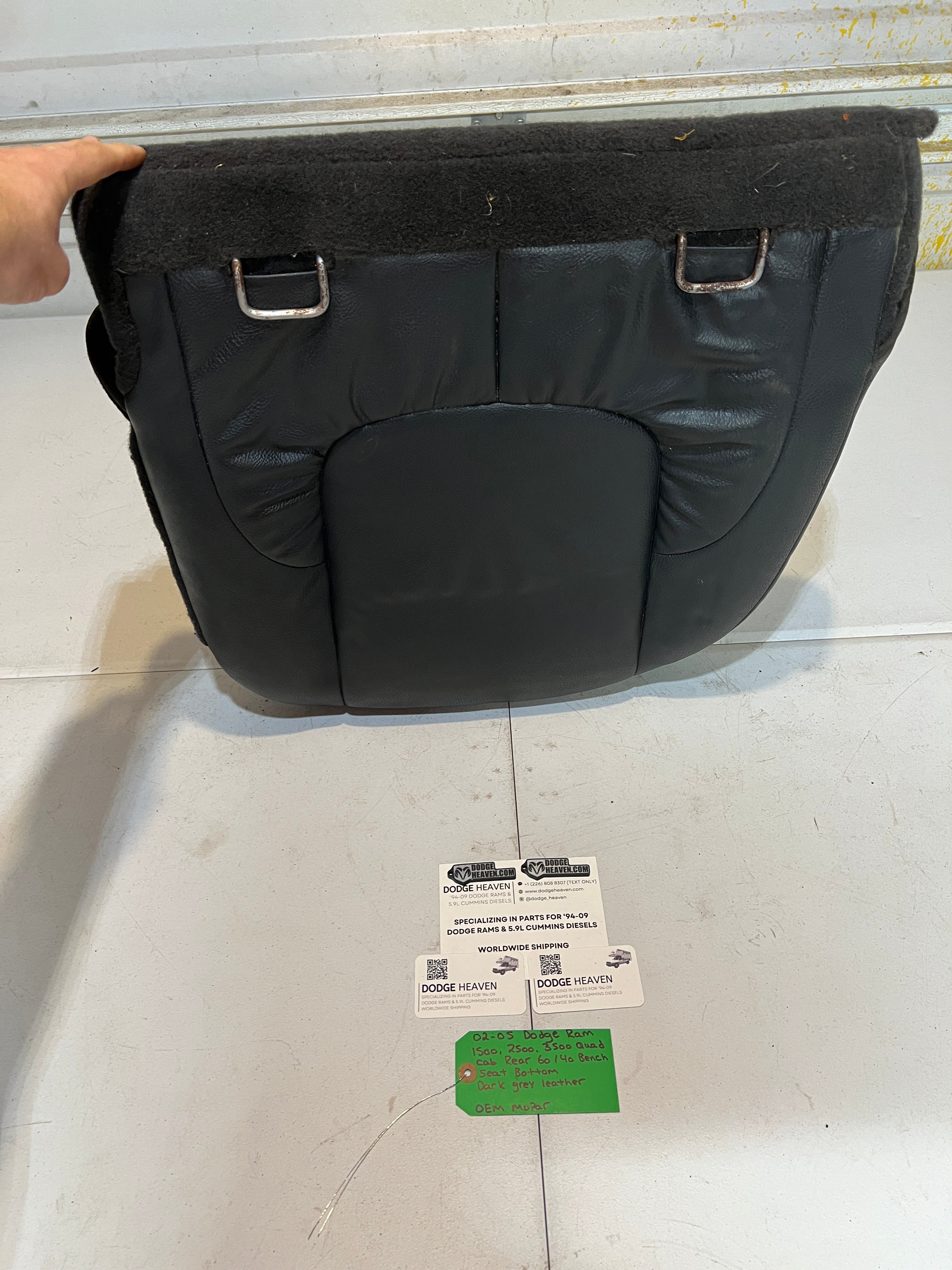 2002-2005 Dodge Ram Quad Cab Rear 60/40 Bench Seat Bottom Dark Grey Leather