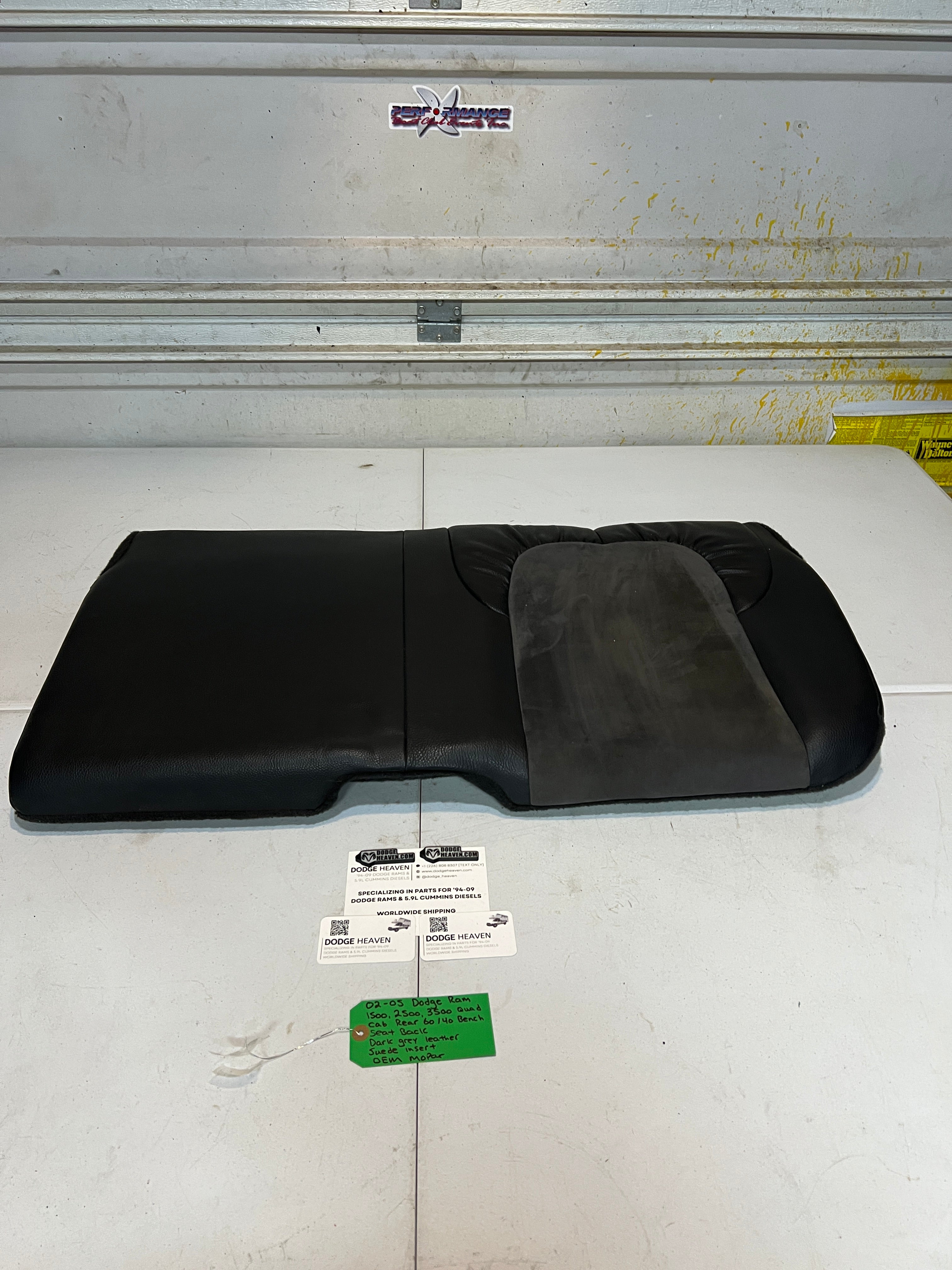 2002-2005 Dodge Ram Quad Cab Rear 60/40 Bench Seat Back Dark Grey Leather