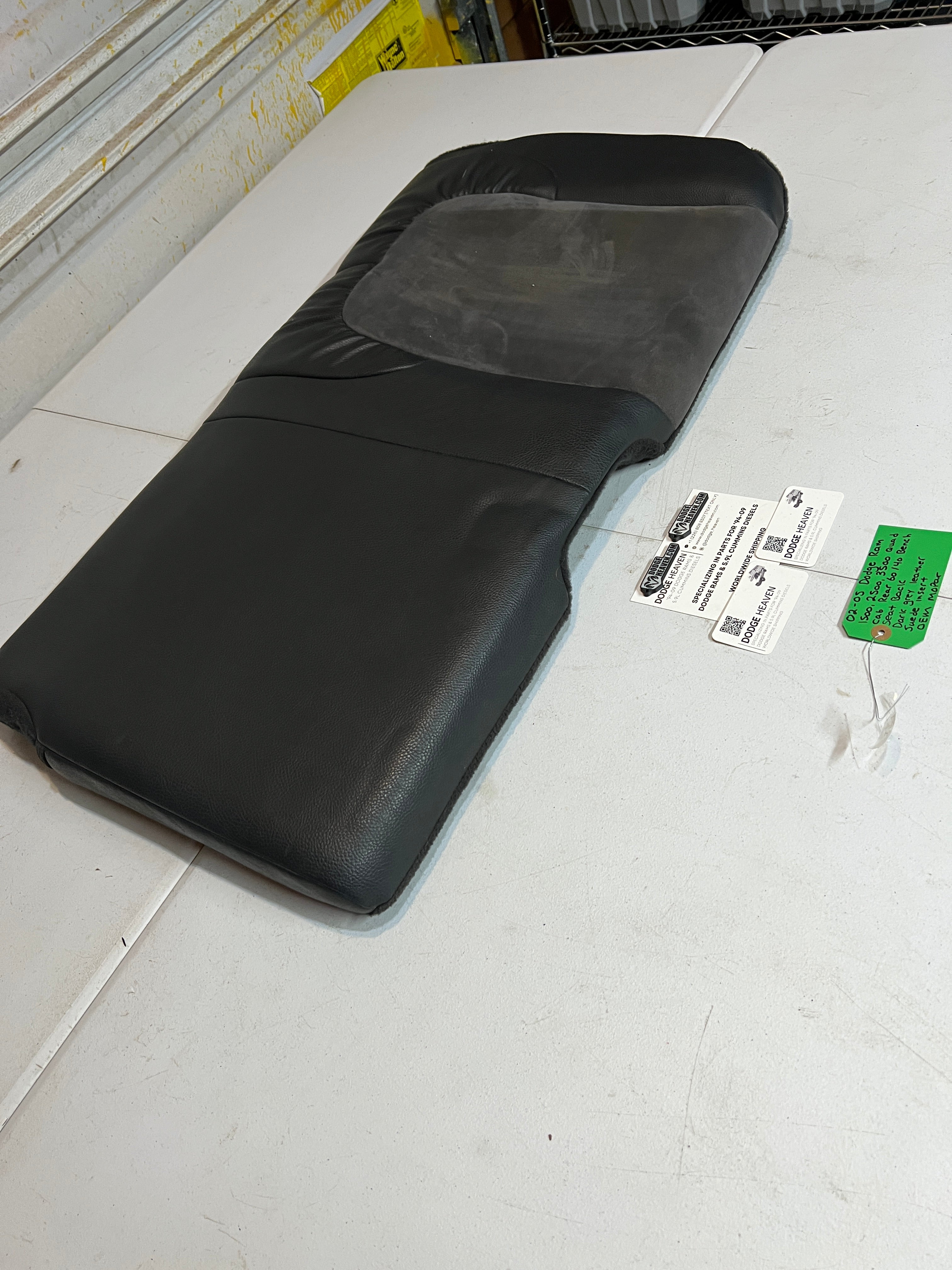 2002-2005 Dodge Ram Quad Cab Rear 60/40 Bench Seat Back Dark Grey Leather