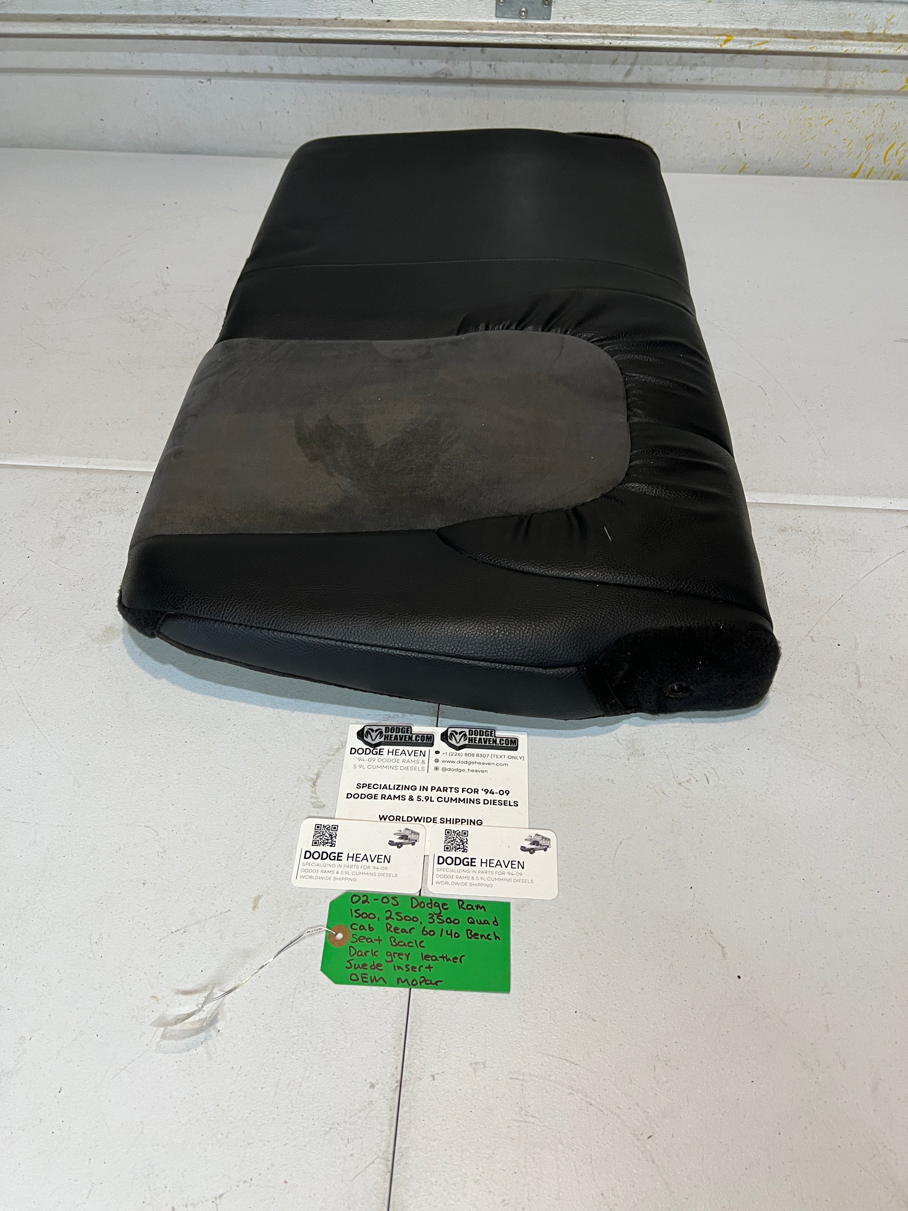 2002-2005 Dodge Ram Quad Cab Rear 60/40 Bench Seat Back Dark Grey Leather