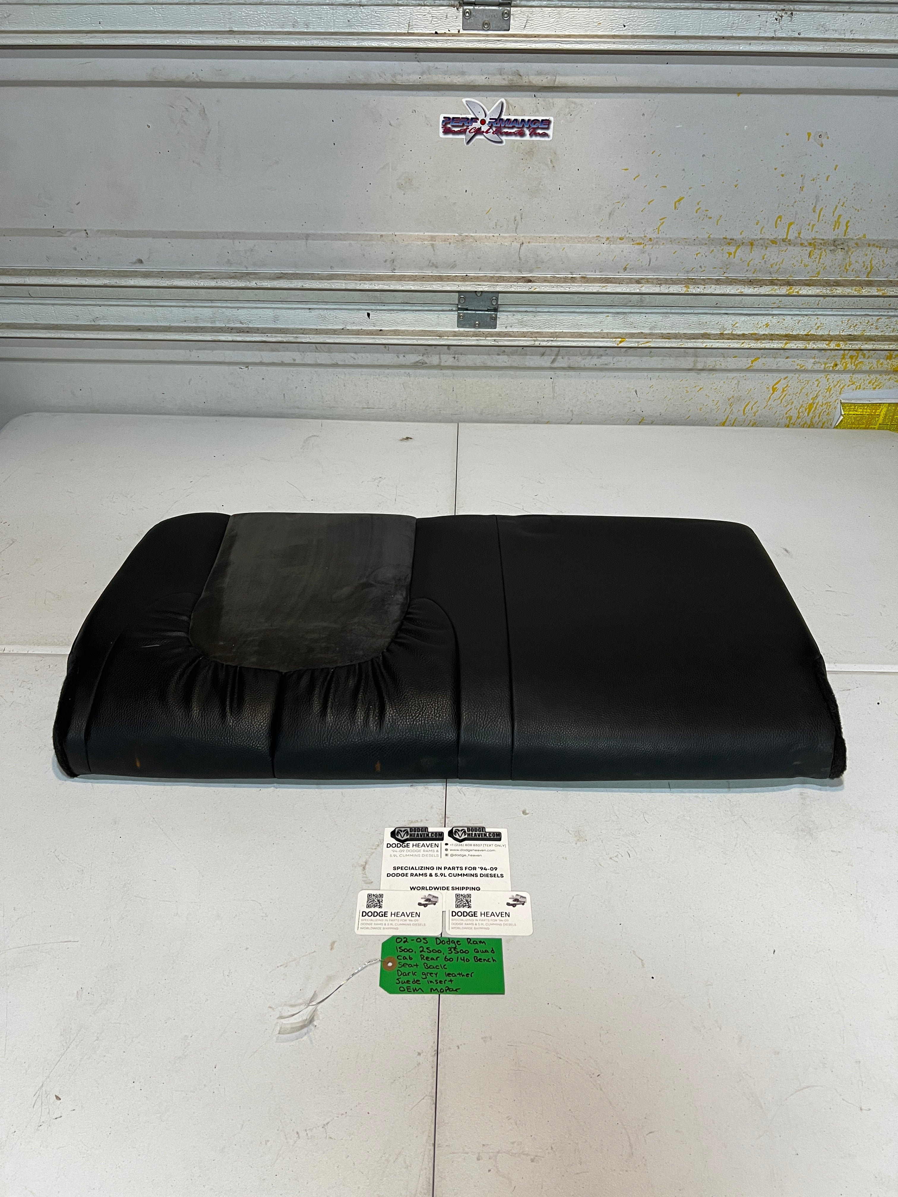 2002-2005 Dodge Ram Quad Cab Rear 60/40 Bench Seat Back Dark Grey Leather