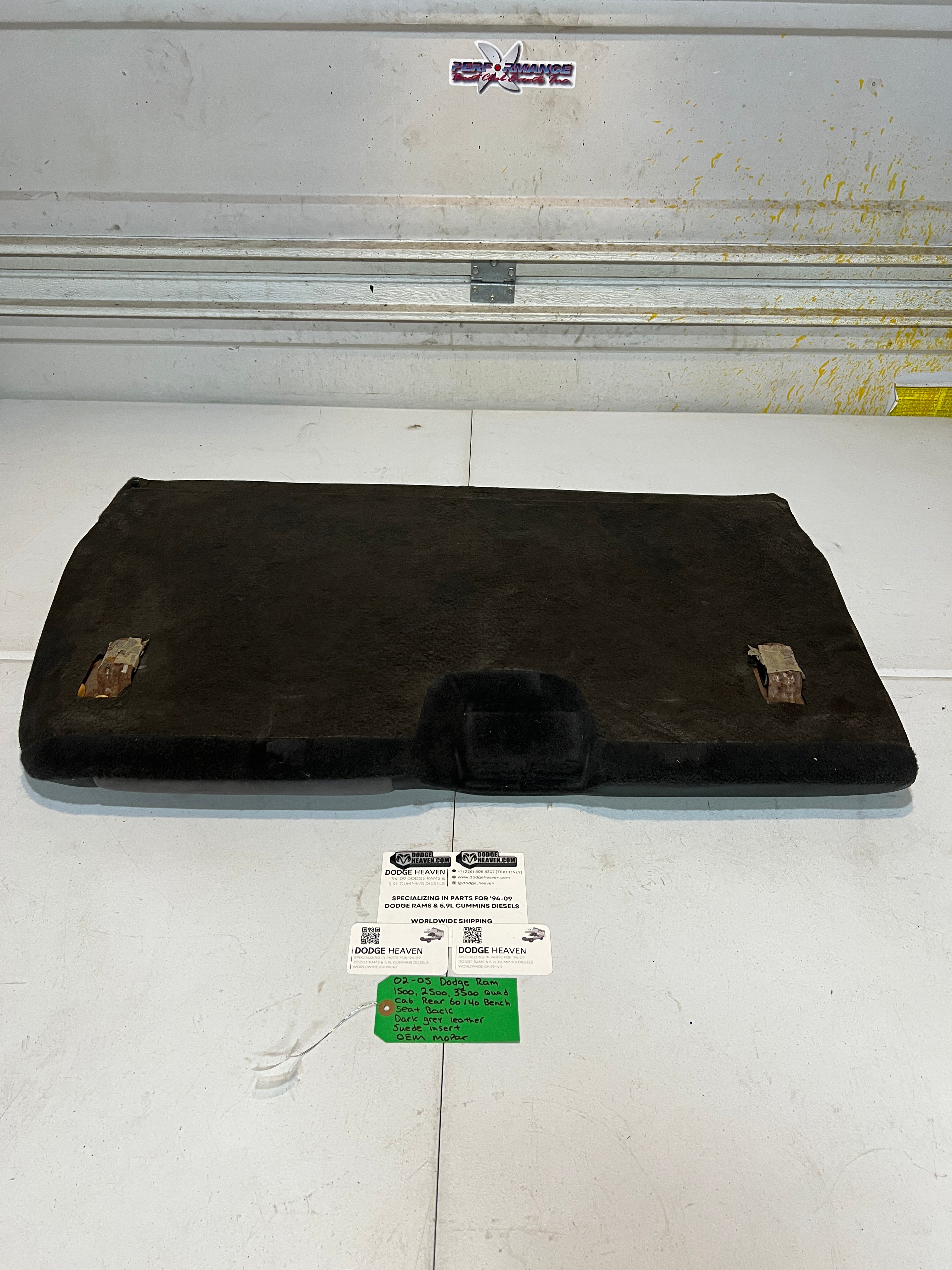 2002-2005 Dodge Ram Quad Cab Rear 60/40 Bench Seat Back Dark Grey Leather