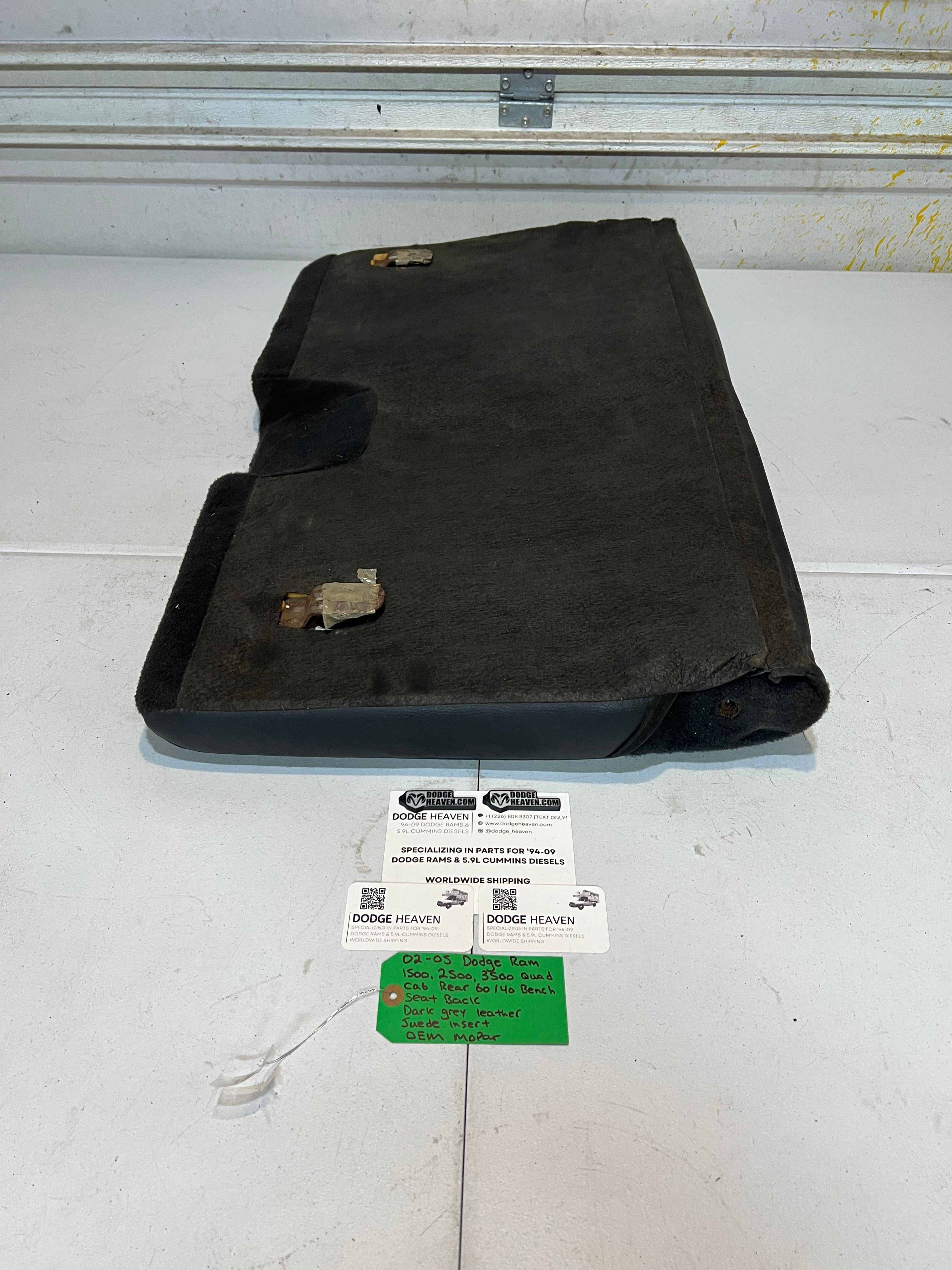2002-2005 Dodge Ram Quad Cab Rear 60/40 Bench Seat Back Dark Grey Leather