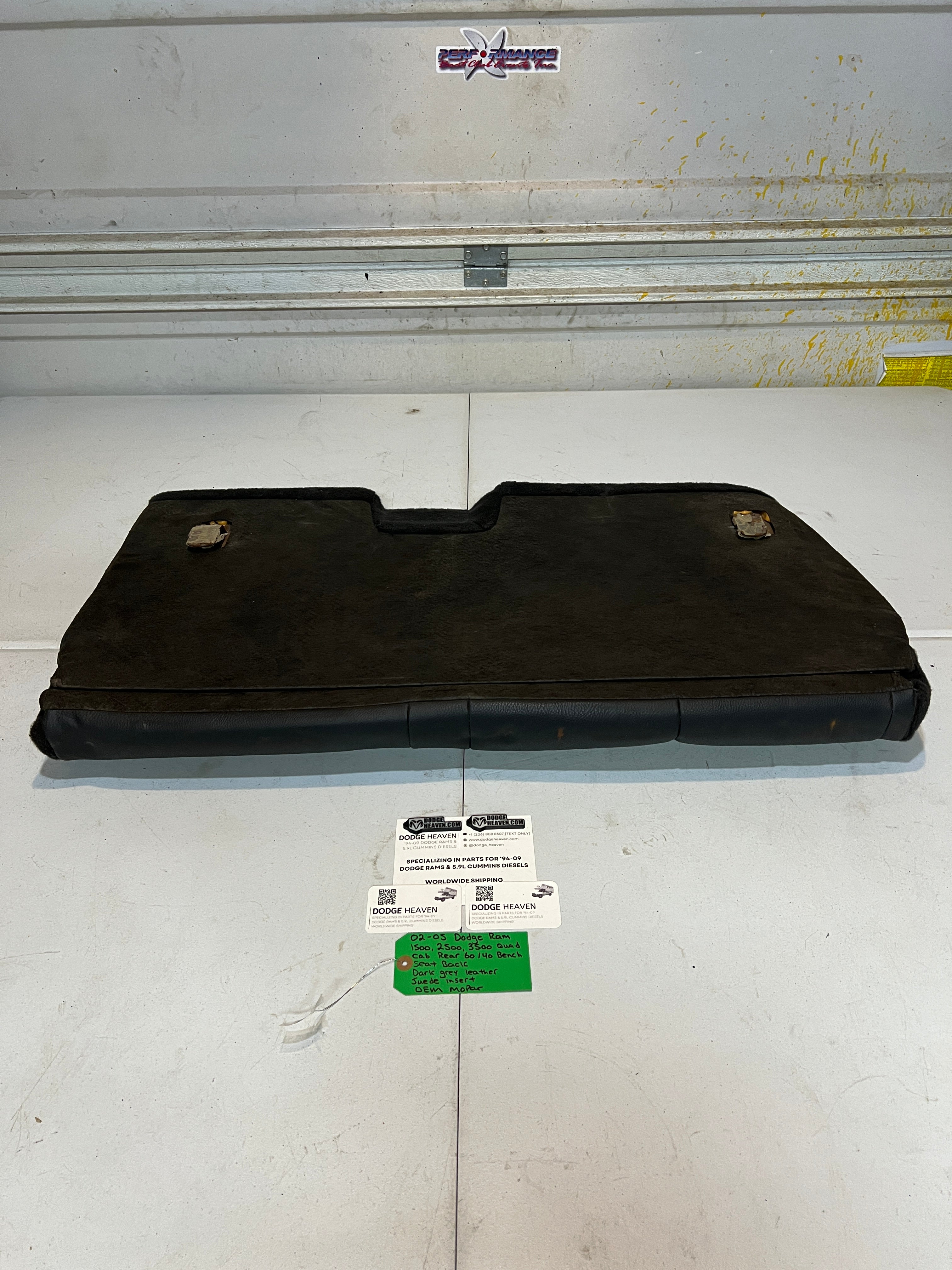 2002-2005 Dodge Ram Quad Cab Rear 60/40 Bench Seat Back Dark Grey Leather