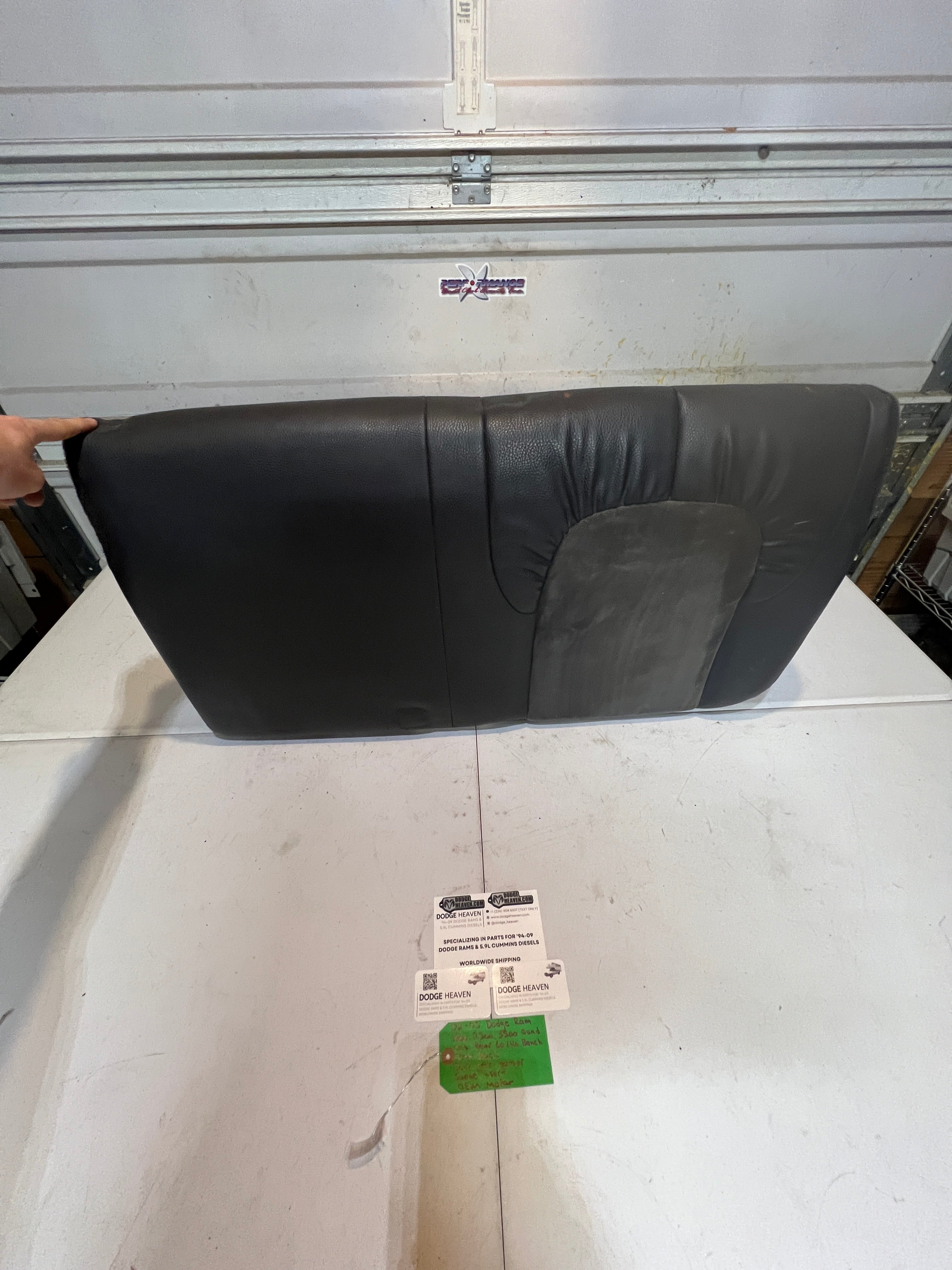 2002-2005 Dodge Ram Quad Cab Rear 60/40 Bench Seat Back Dark Grey Leather