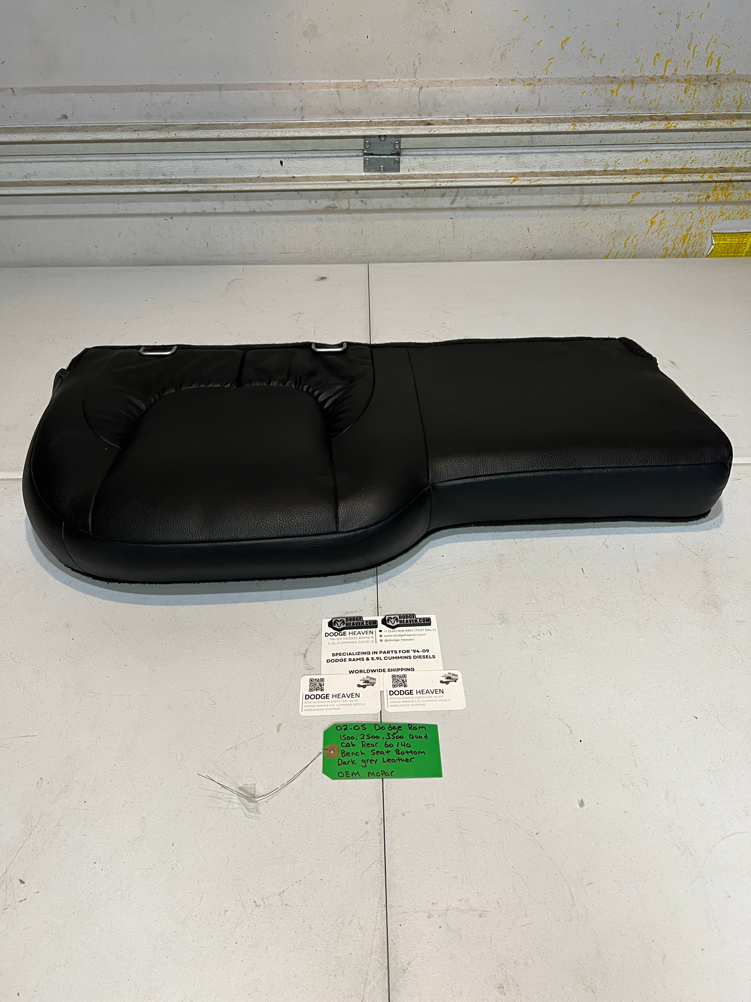 2002-2005 Dodge Ram Quad Cab Rear 60/40 Bench Seat Bottom Dark Grey Leather