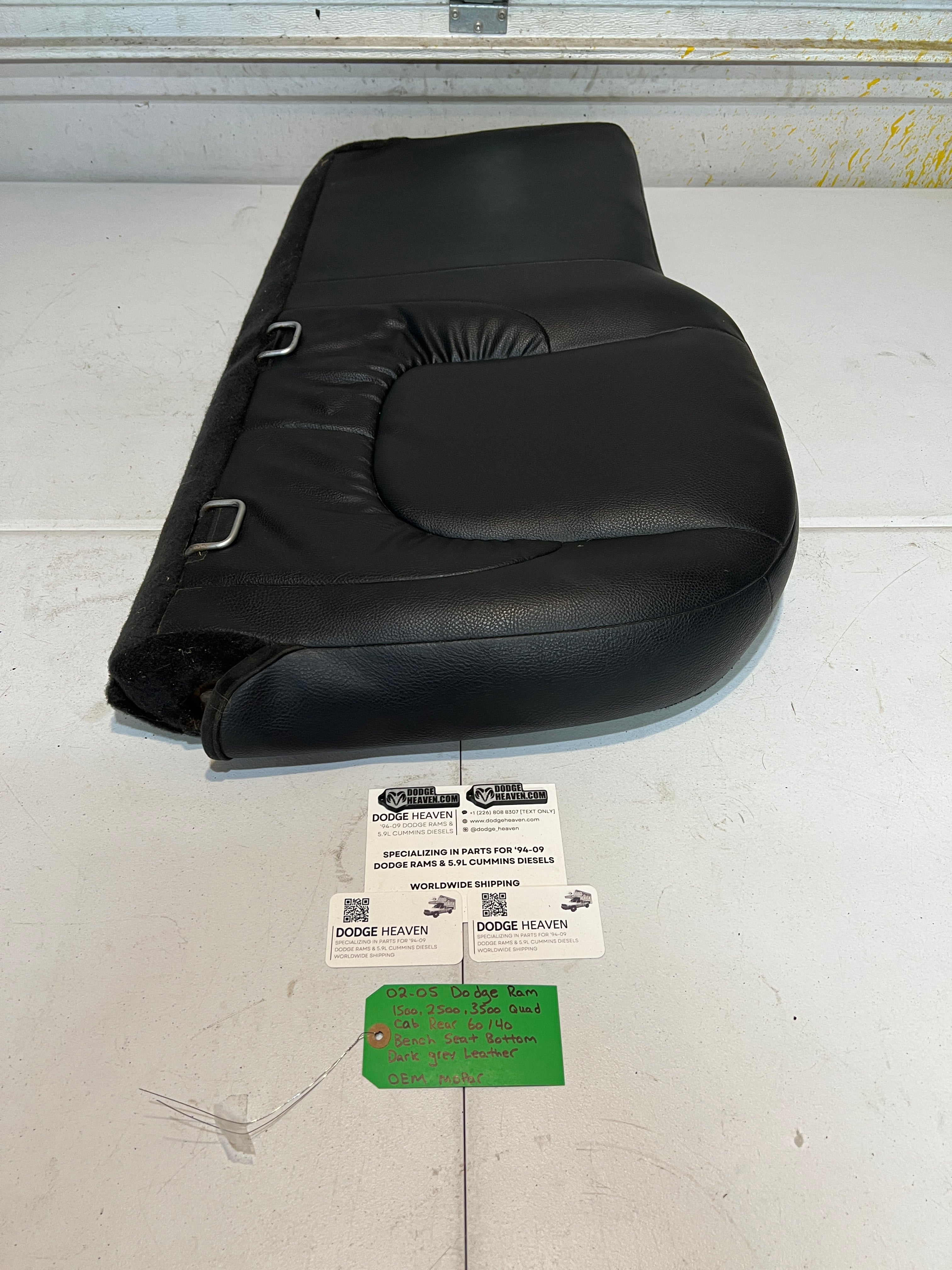 2002-2005 Dodge Ram Quad Cab Rear 60/40 Bench Seat Bottom Dark Grey Leather