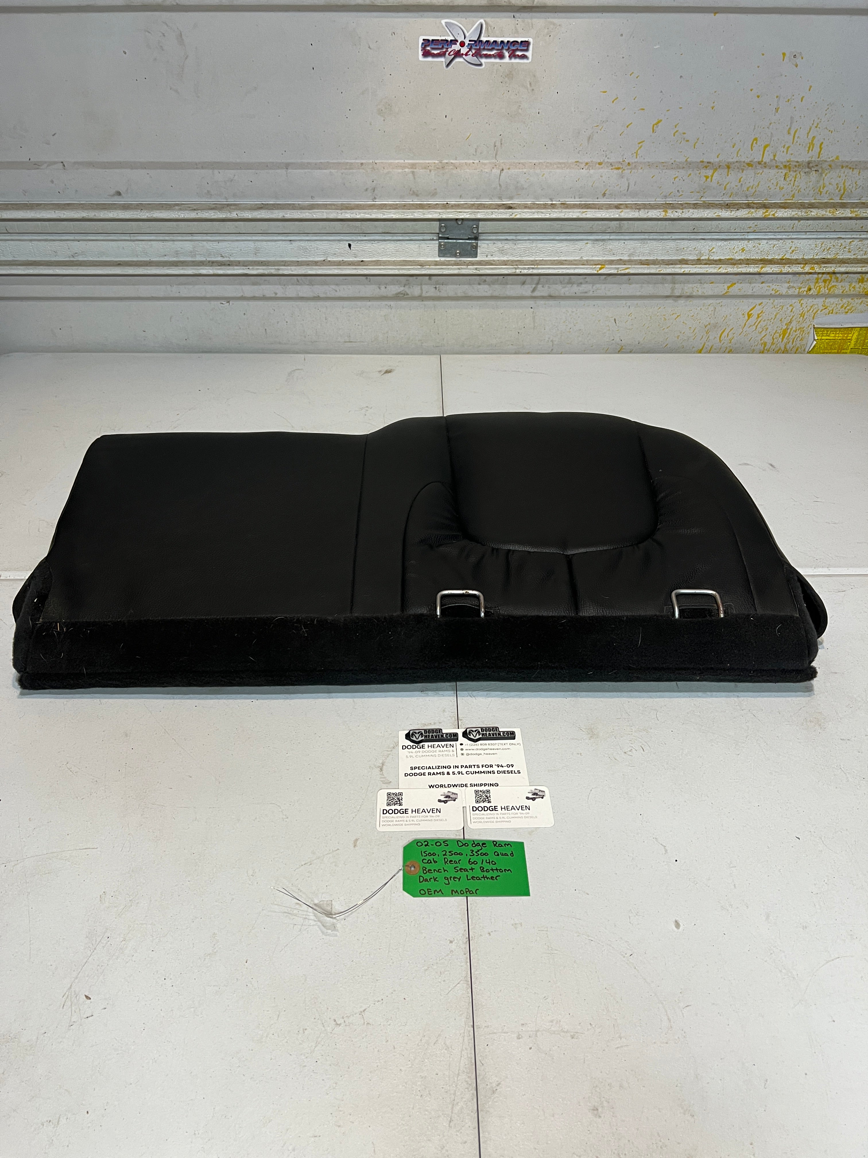 2002-2005 Dodge Ram Quad Cab Rear 60/40 Bench Seat Bottom Dark Grey Leather
