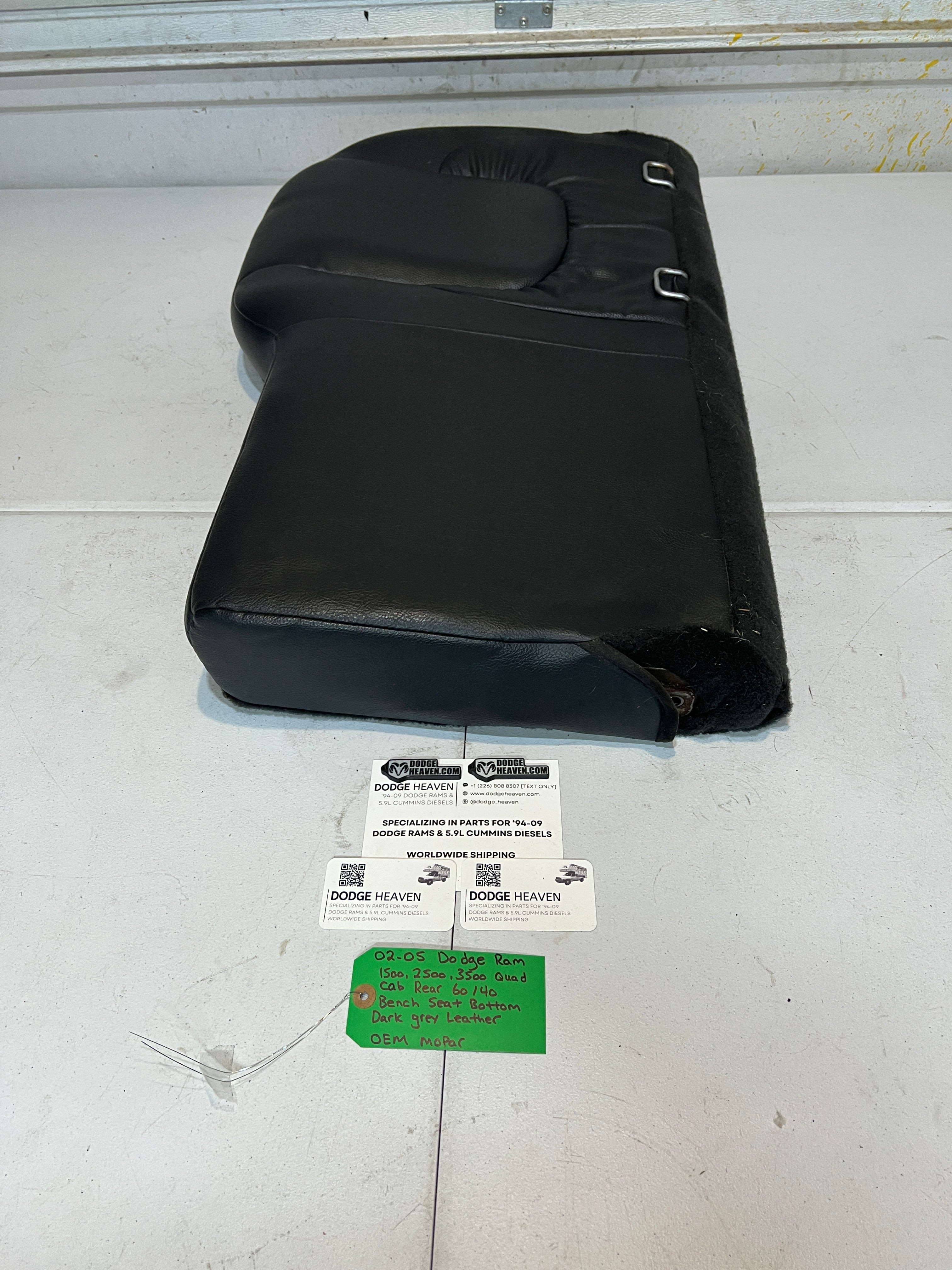 2002-2005 Dodge Ram Quad Cab Rear 60/40 Bench Seat Bottom Dark Grey Leather