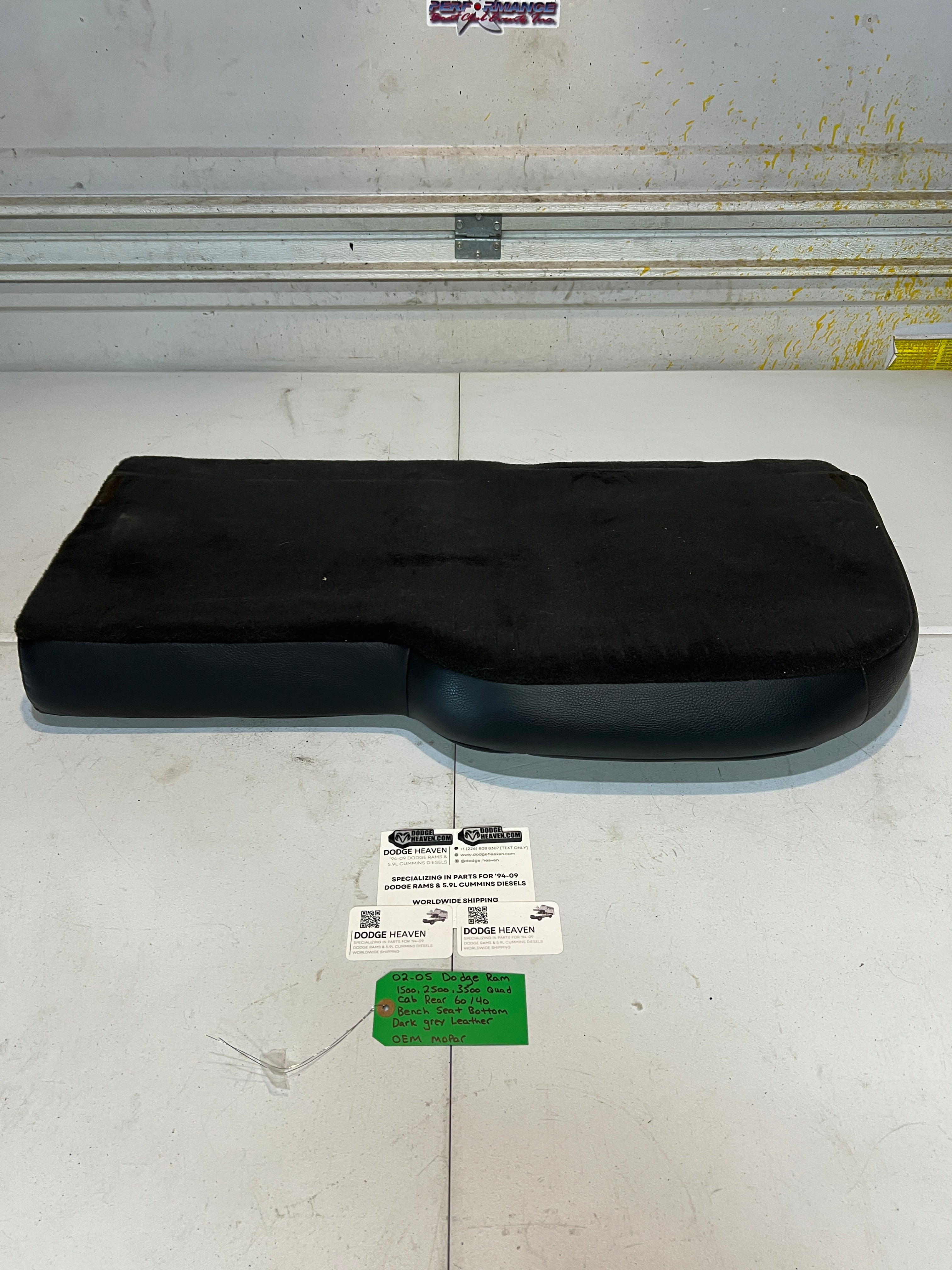 2002-2005 Dodge Ram Quad Cab Rear 60/40 Bench Seat Bottom Dark Grey Leather