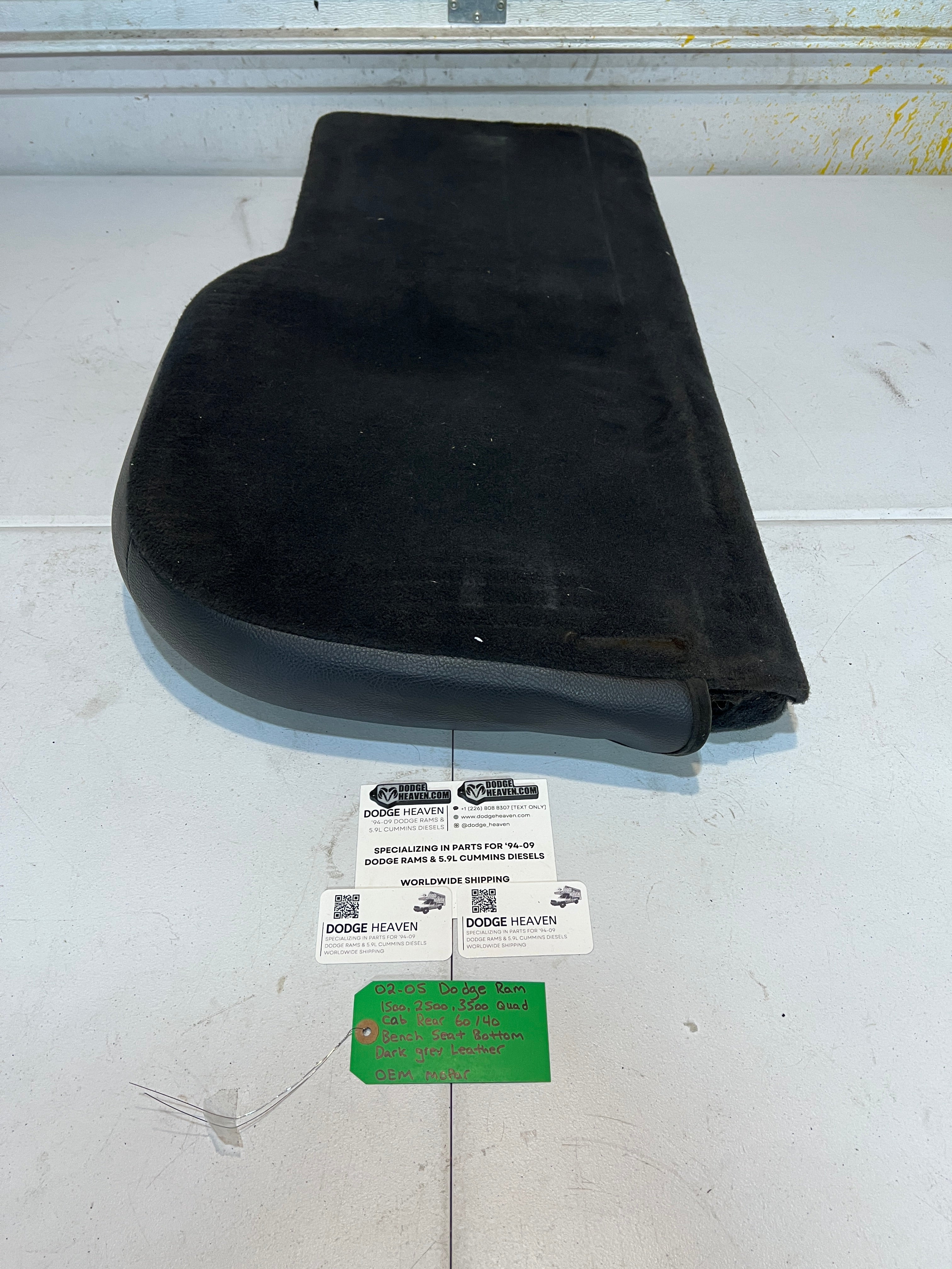 2002-2005 Dodge Ram Quad Cab Rear 60/40 Bench Seat Bottom Dark Grey Leather