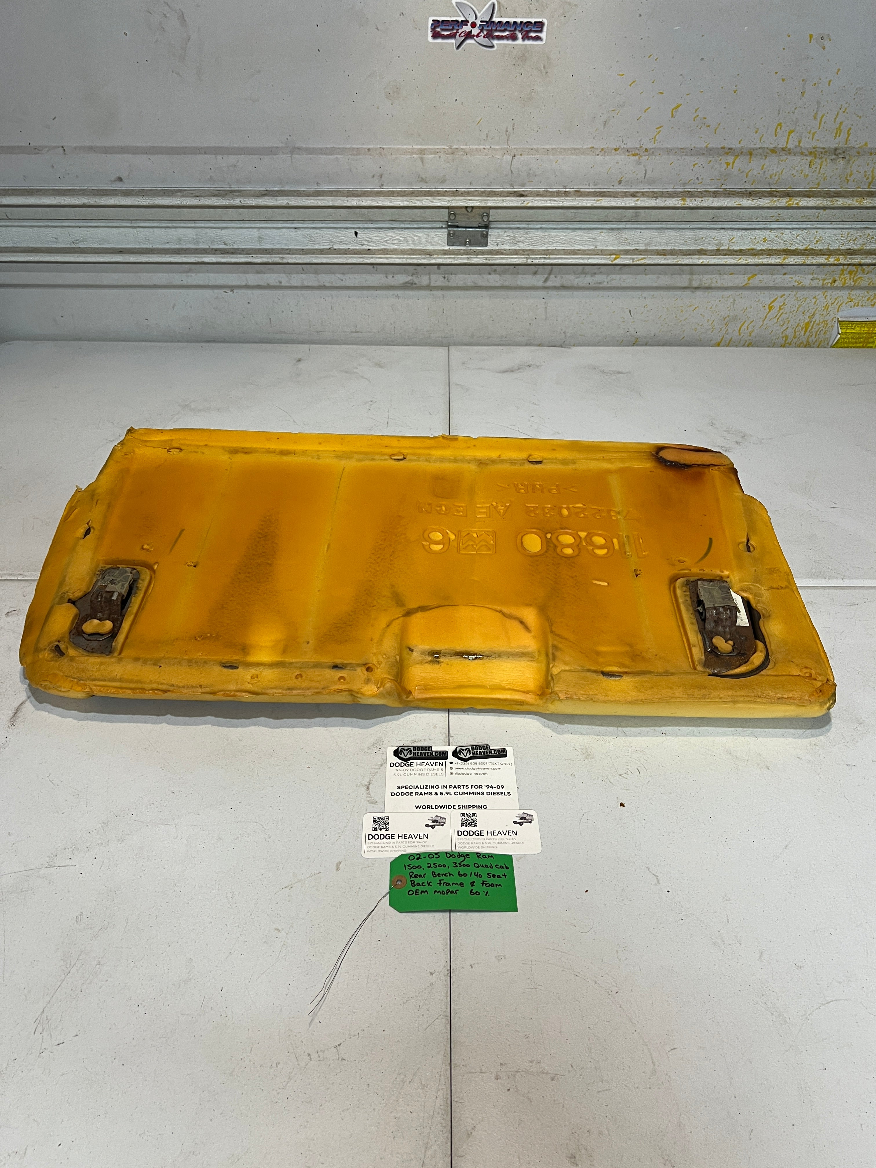 2002-2005 Dodge Ram Quad Cab Rear 60/40 Bench Seat Back Frame & Foam