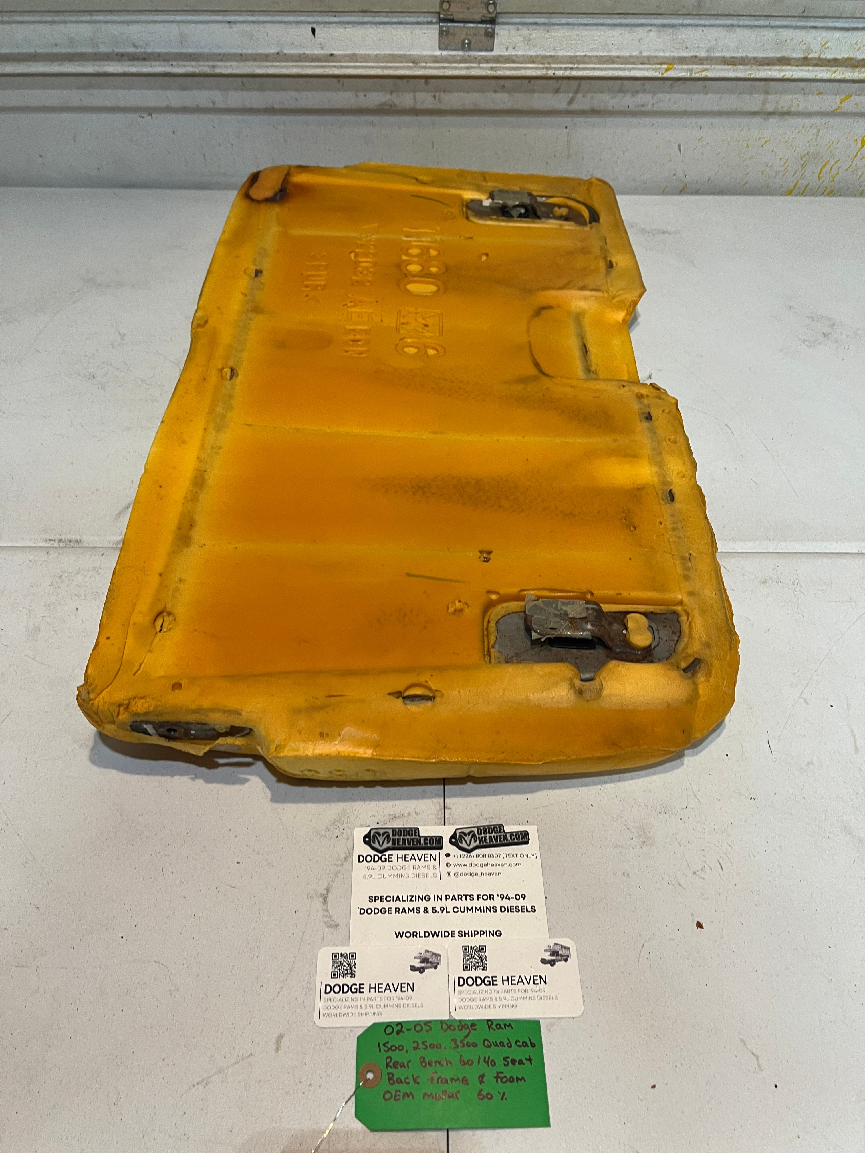 2002-2005 Dodge Ram Quad Cab Rear 60/40 Bench Seat Back Frame & Foam