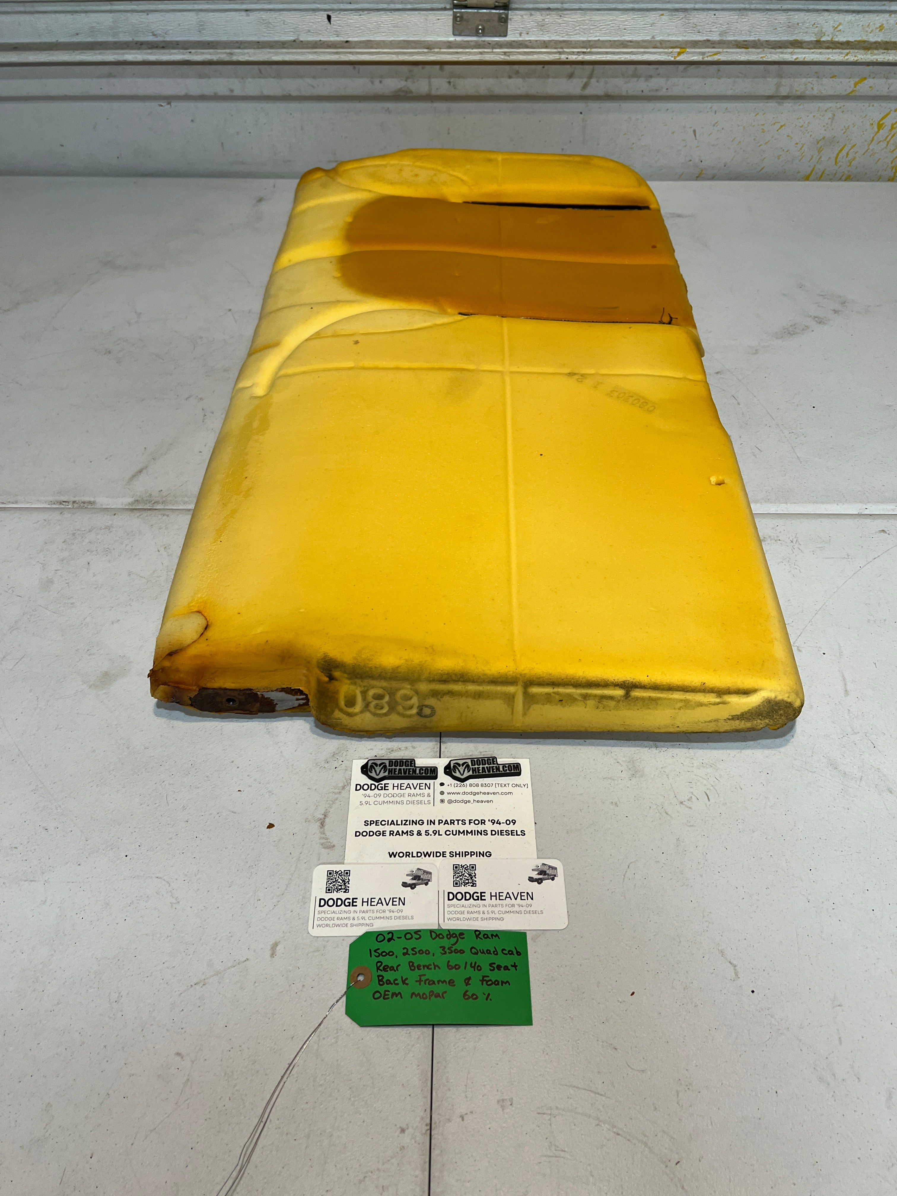 2002-2005 Dodge Ram Quad Cab Rear 60/40 Bench Seat Back Frame & Foam
