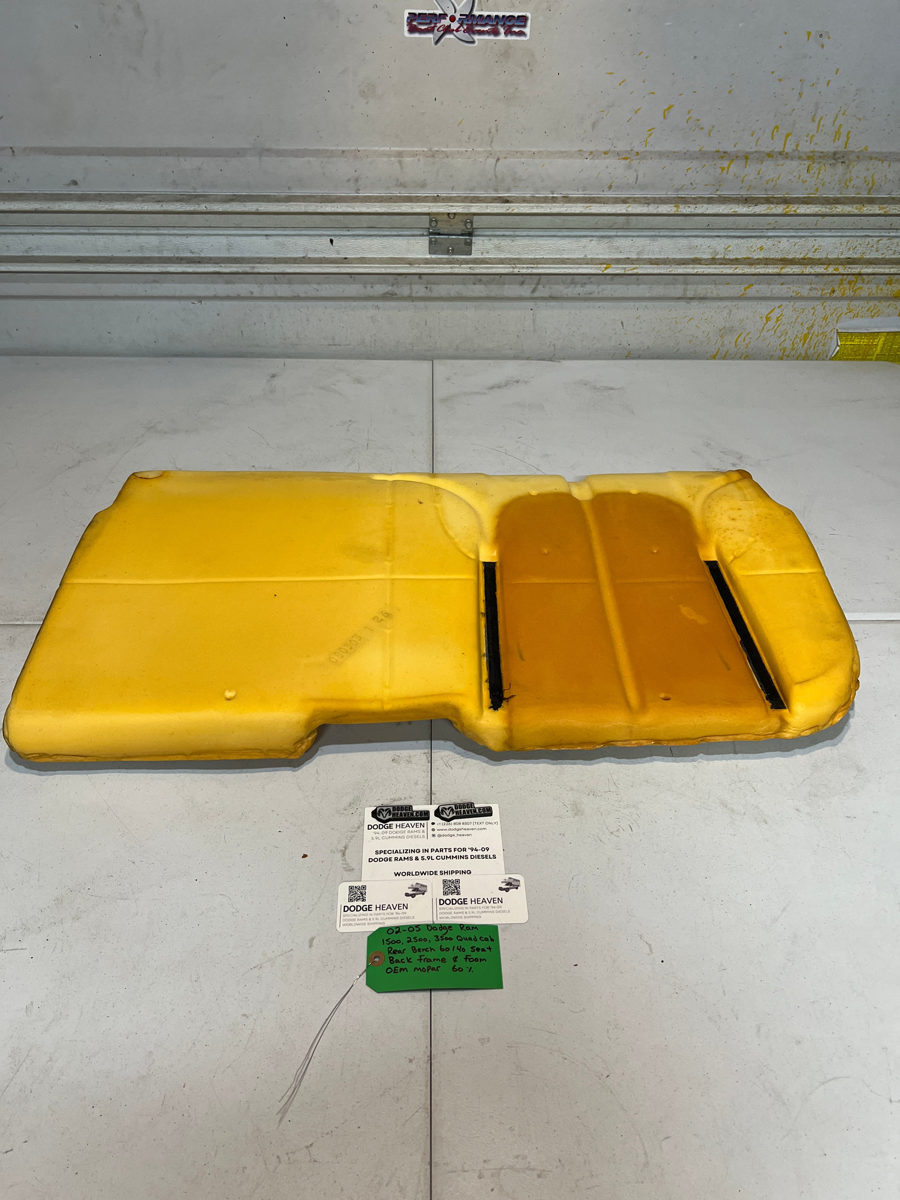 2002-2005 Dodge Ram Quad Cab Rear 60/40 Bench Seat Back Frame & Foam