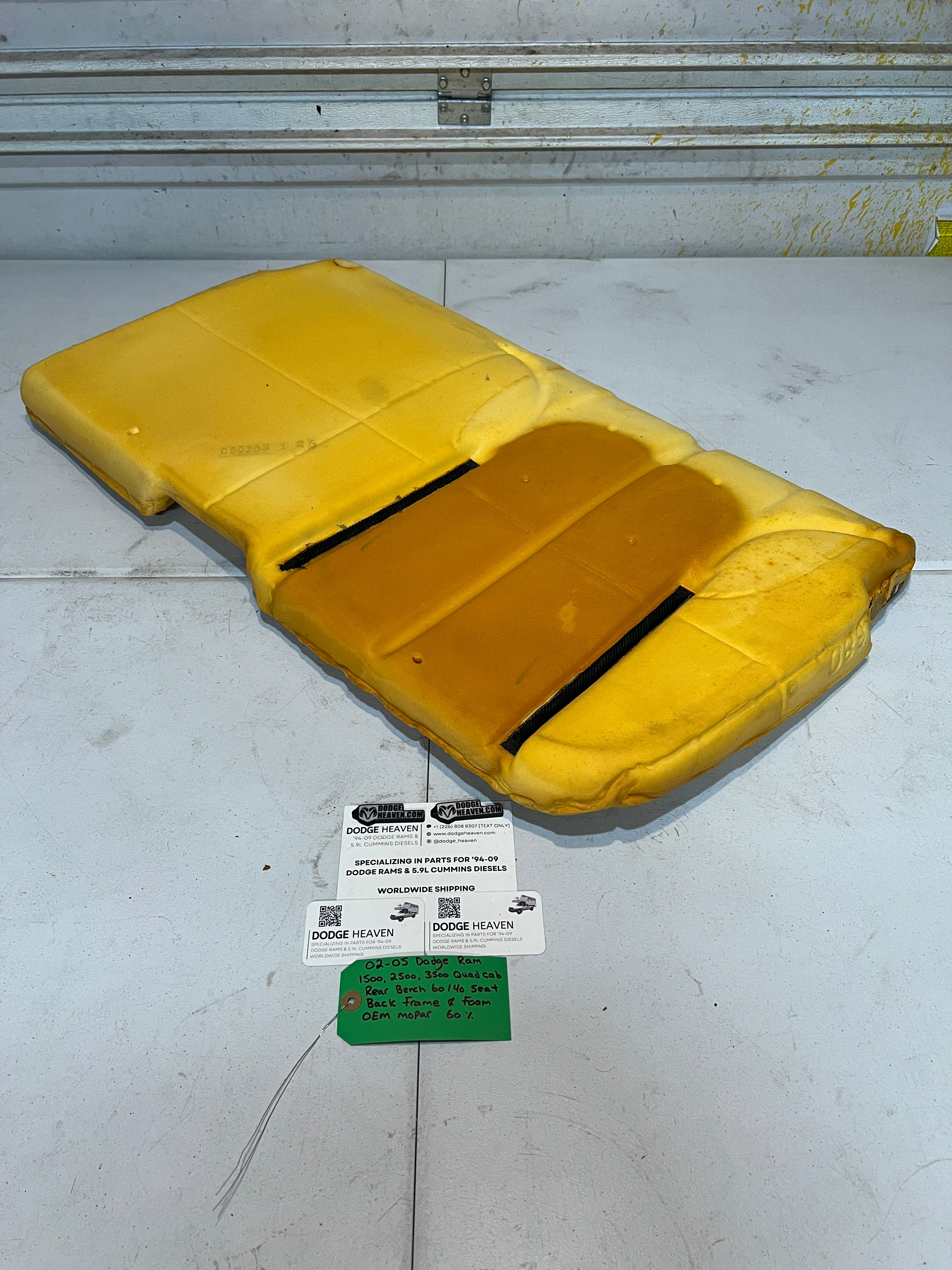 2002-2005 Dodge Ram Quad Cab Rear 60/40 Bench Seat Back Frame & Foam