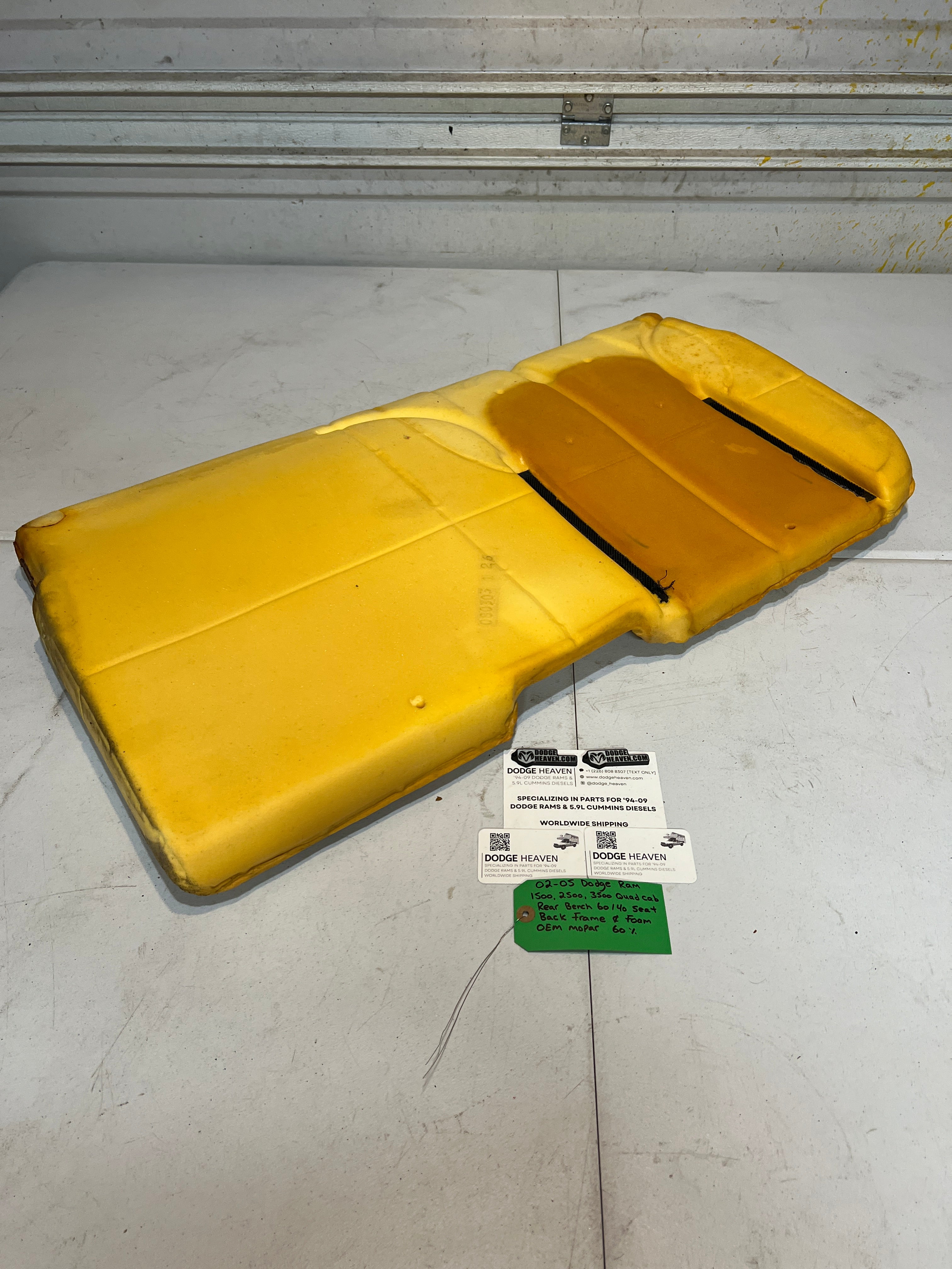 2002-2005 Dodge Ram Quad Cab Rear 60/40 Bench Seat Back Frame & Foam