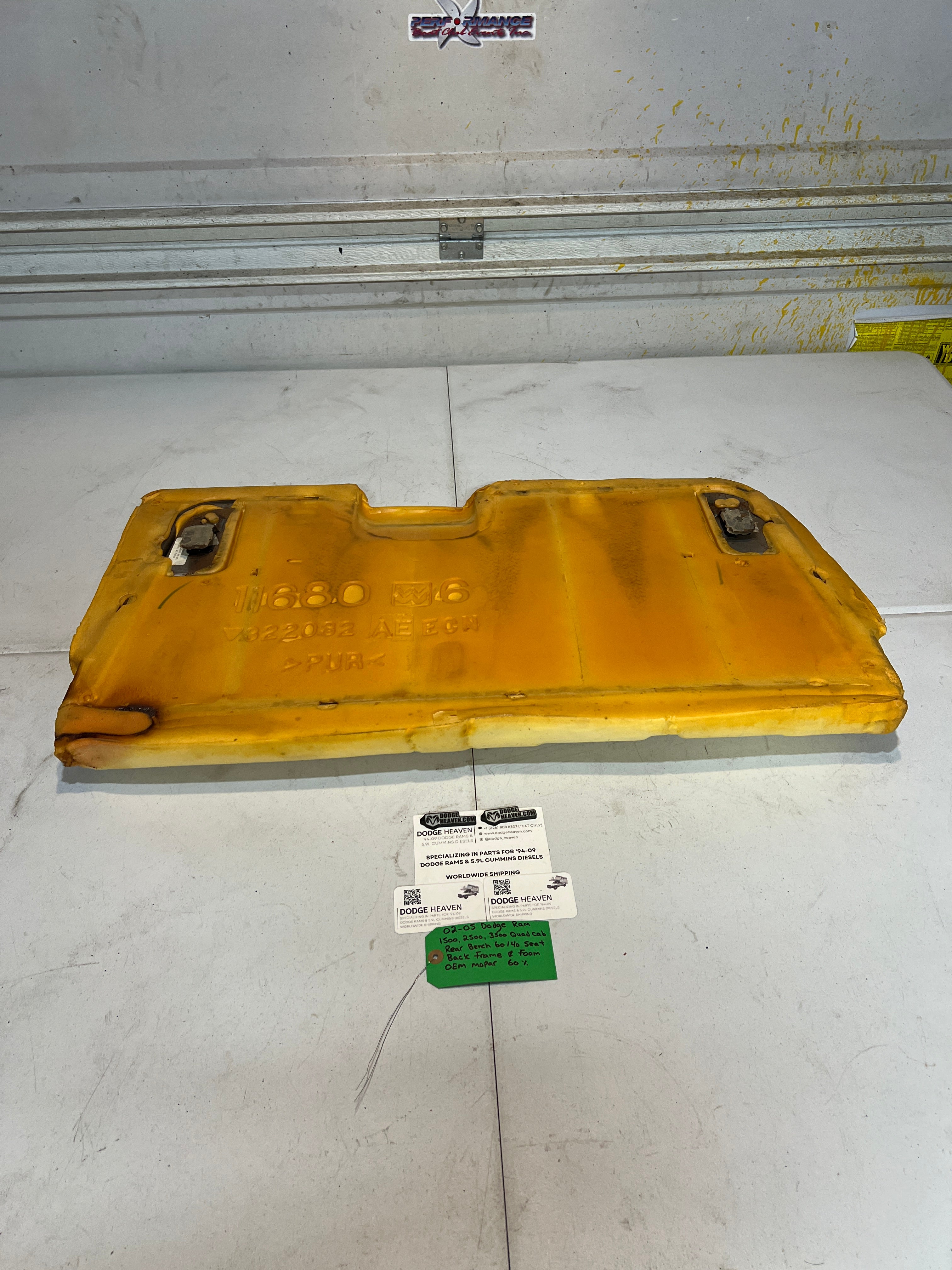 2002-2005 Dodge Ram Quad Cab Rear 60/40 Bench Seat Back Frame & Foam