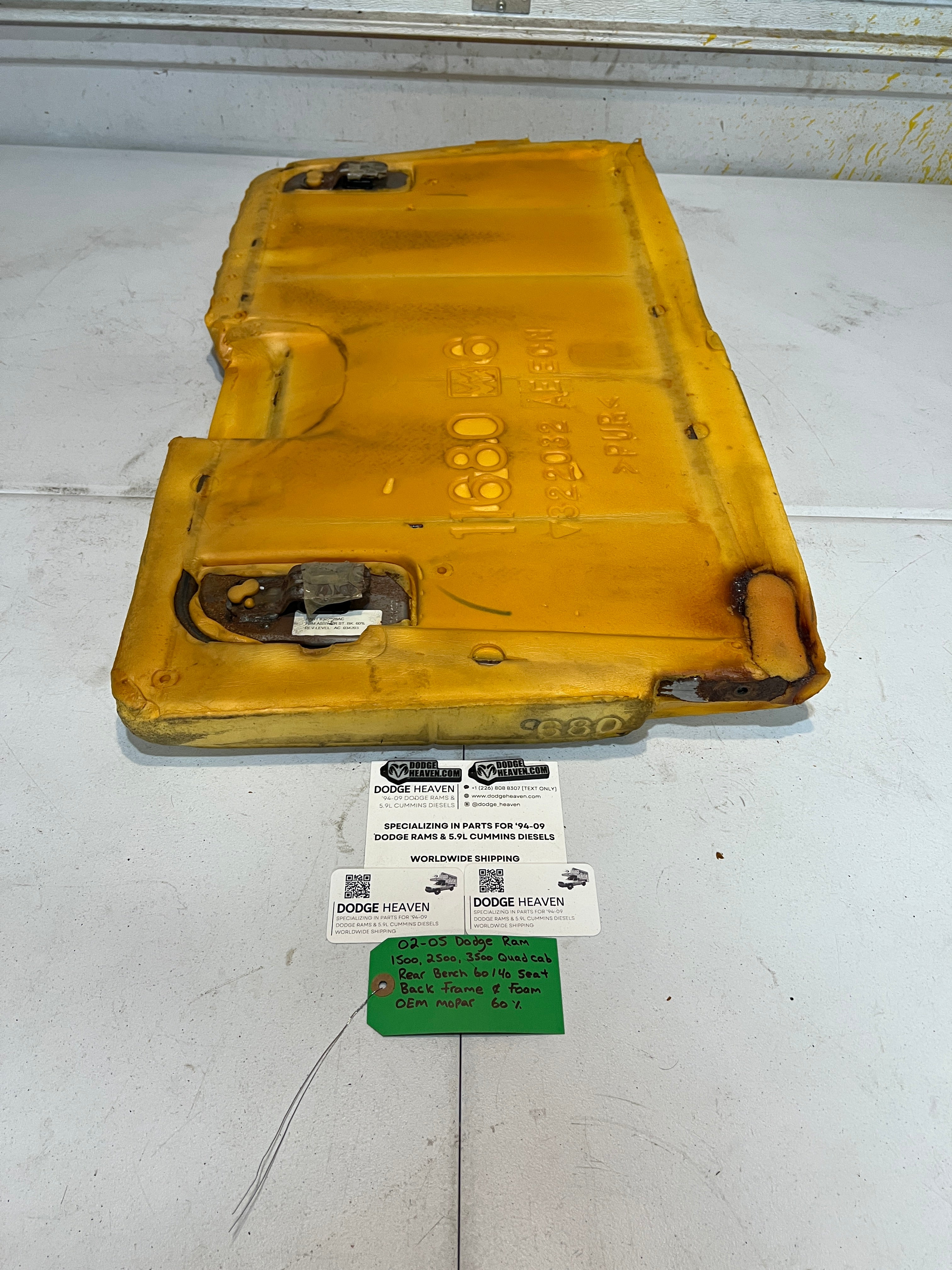 2002-2005 Dodge Ram Quad Cab Rear 60/40 Bench Seat Back Frame & Foam