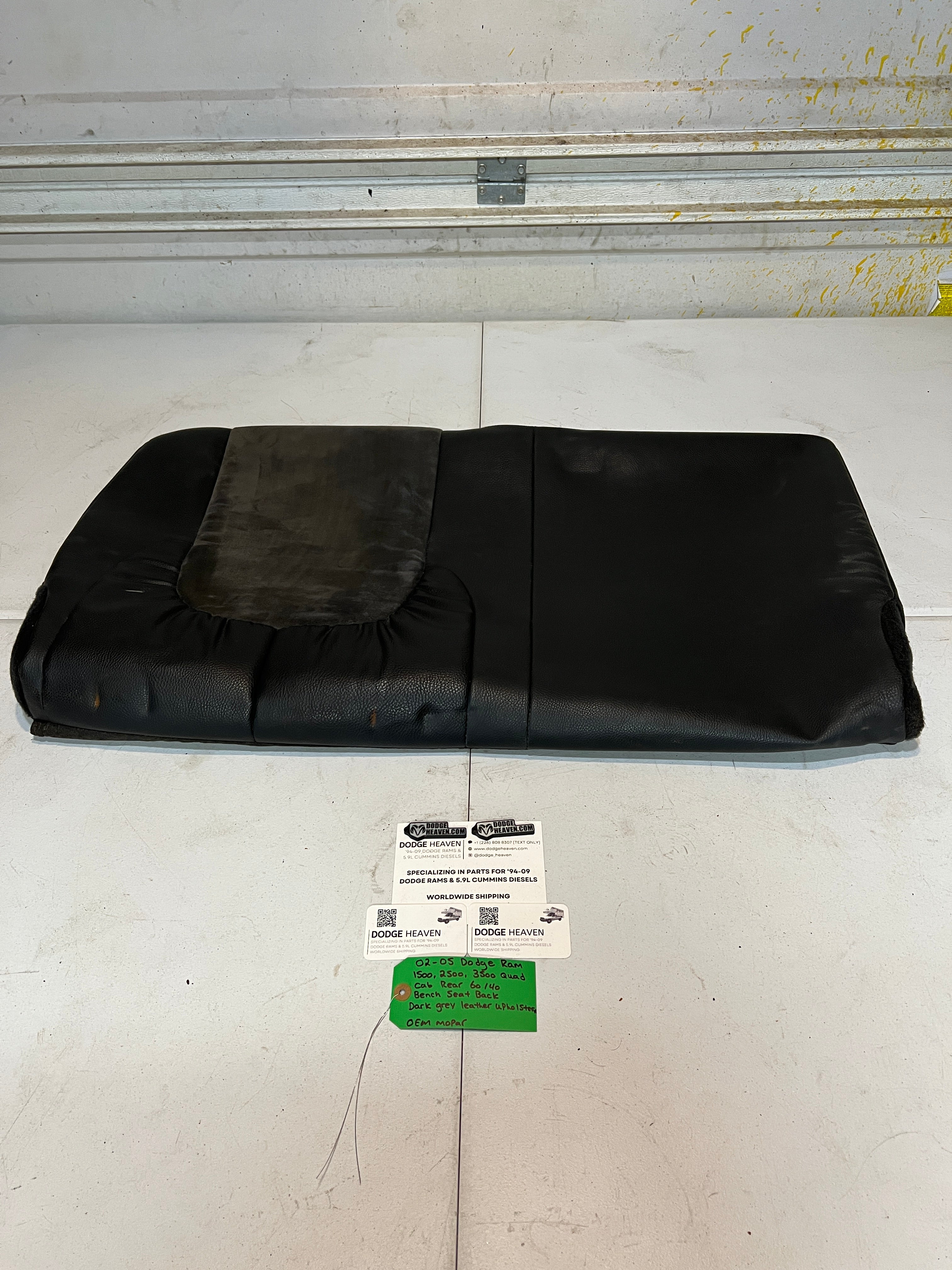 2002-2005 Dodge Ram Rear 60/40 Bench Seat Back Dark Grey leather Upholstery