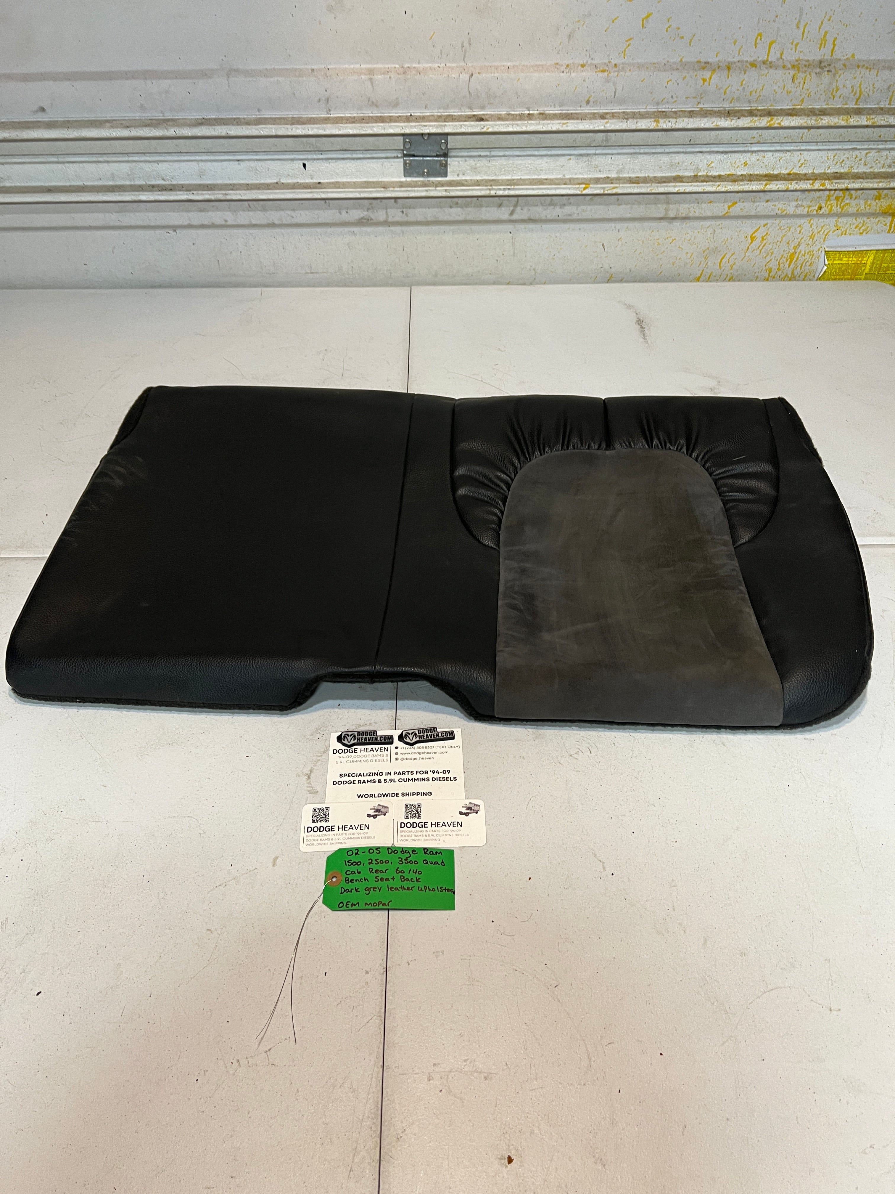 2002-2005 Dodge Ram Rear 60/40 Bench Seat Back Dark Grey leather Upholstery