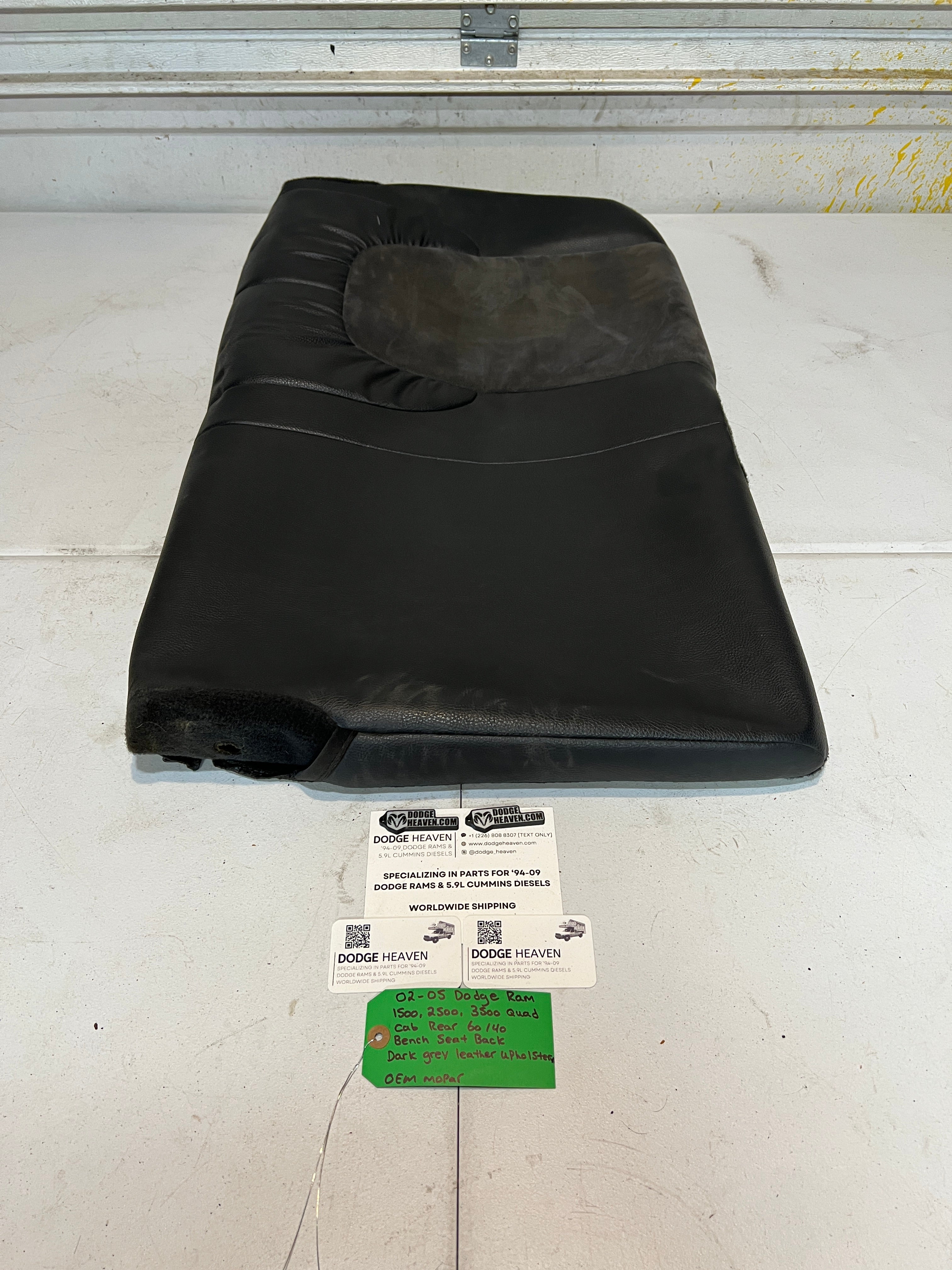 2002-2005 Dodge Ram Rear 60/40 Bench Seat Back Dark Grey leather Upholstery