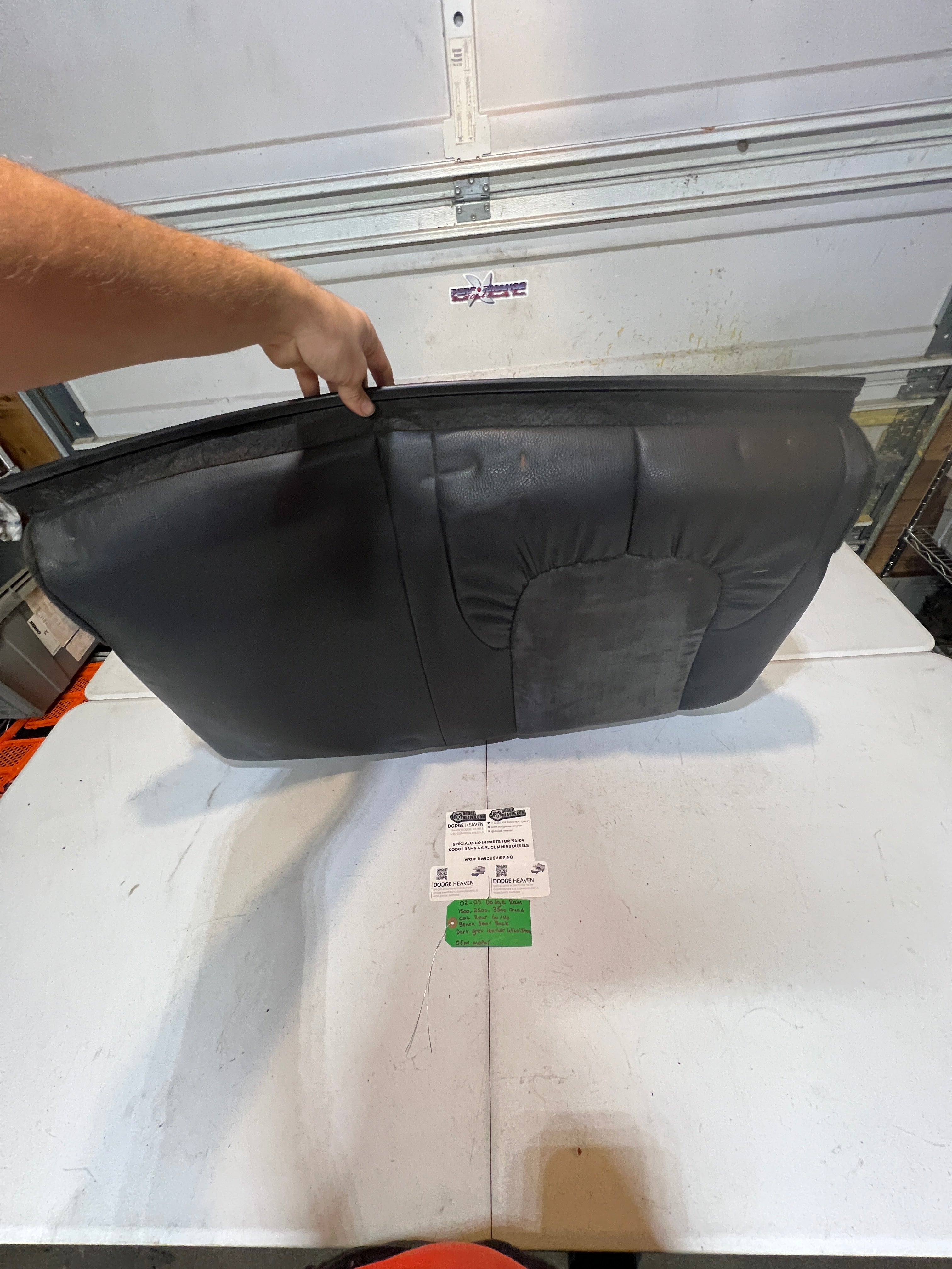 2002-2005 Dodge Ram Rear 60/40 Bench Seat Back Dark Grey leather Upholstery