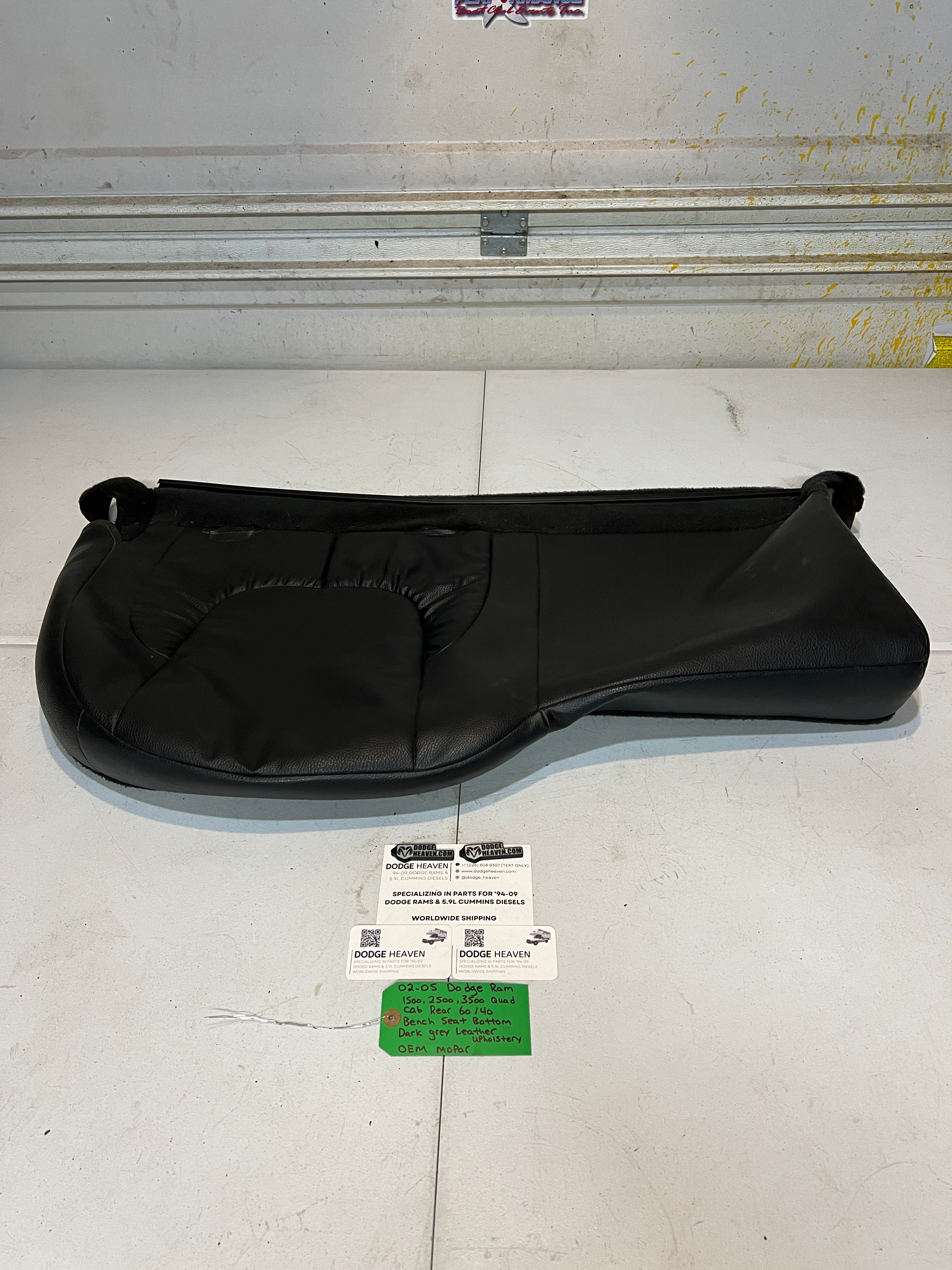 2002-2005 Dodge Ram Rear 60/40 Bench Seat Bottom Dark Grey Leather Upholstery