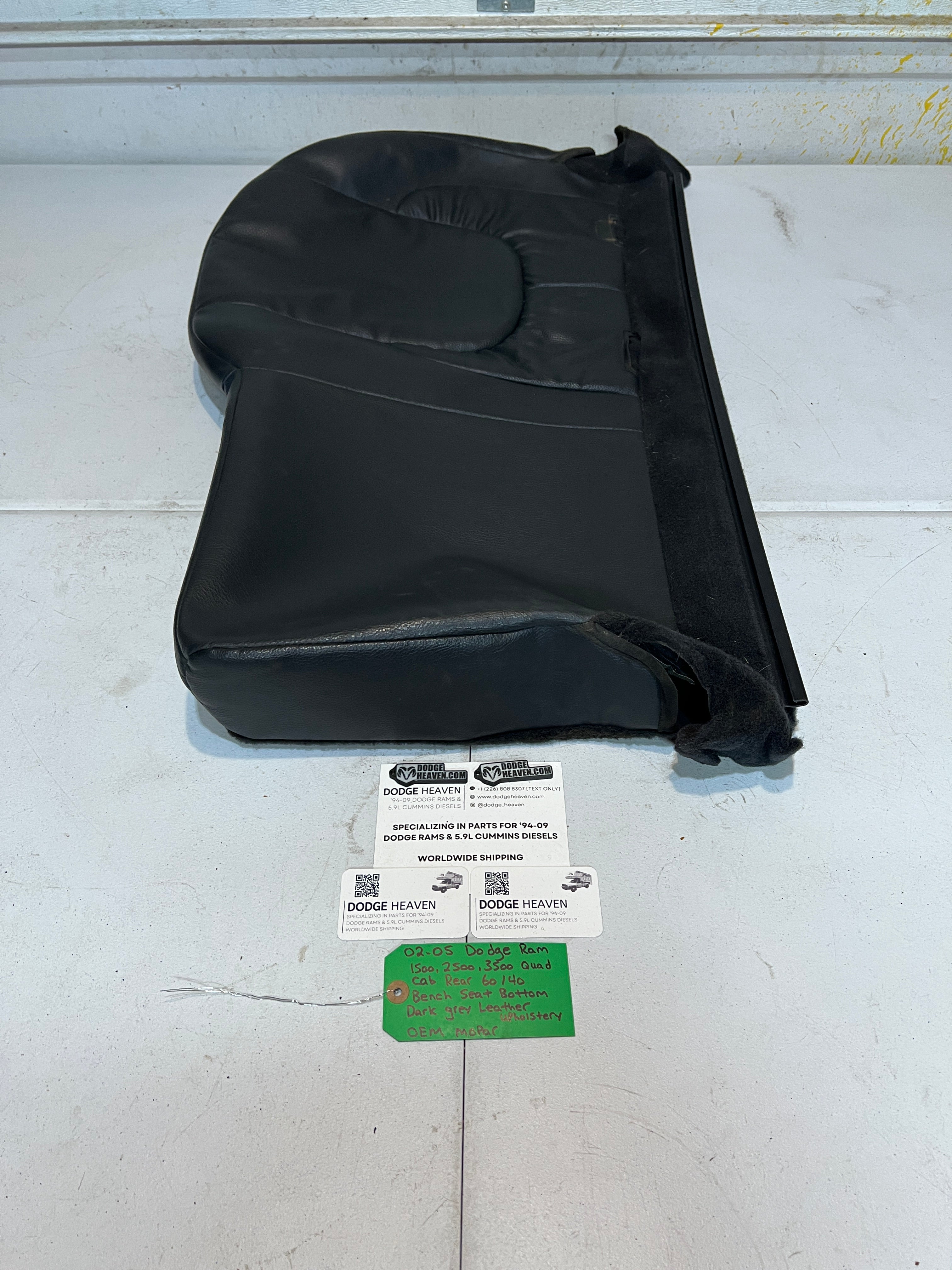 2002-2005 Dodge Ram Rear 60/40 Bench Seat Bottom Dark Grey Leather Upholstery