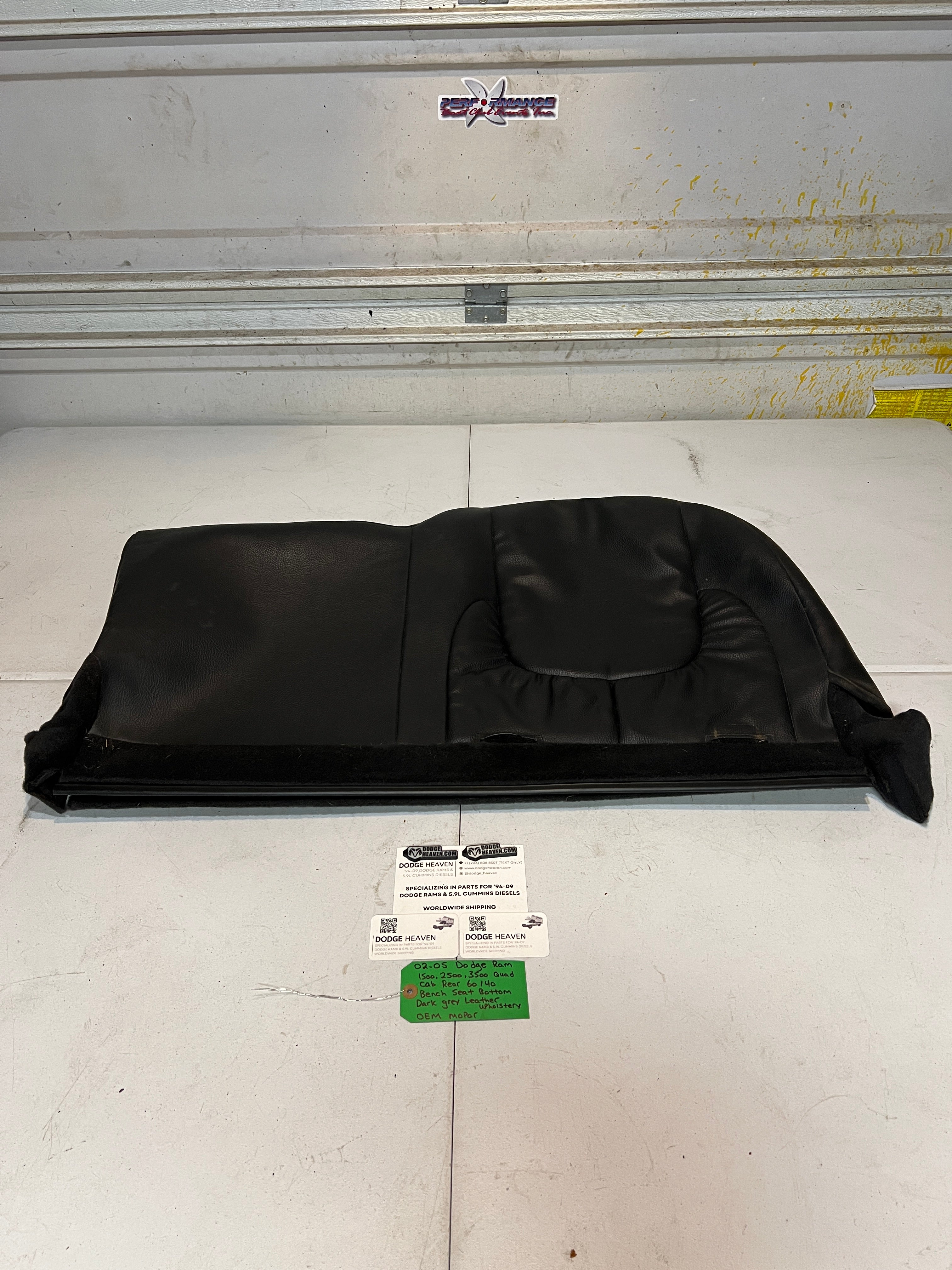 2002-2005 Dodge Ram Rear 60/40 Bench Seat Bottom Dark Grey Leather Upholstery