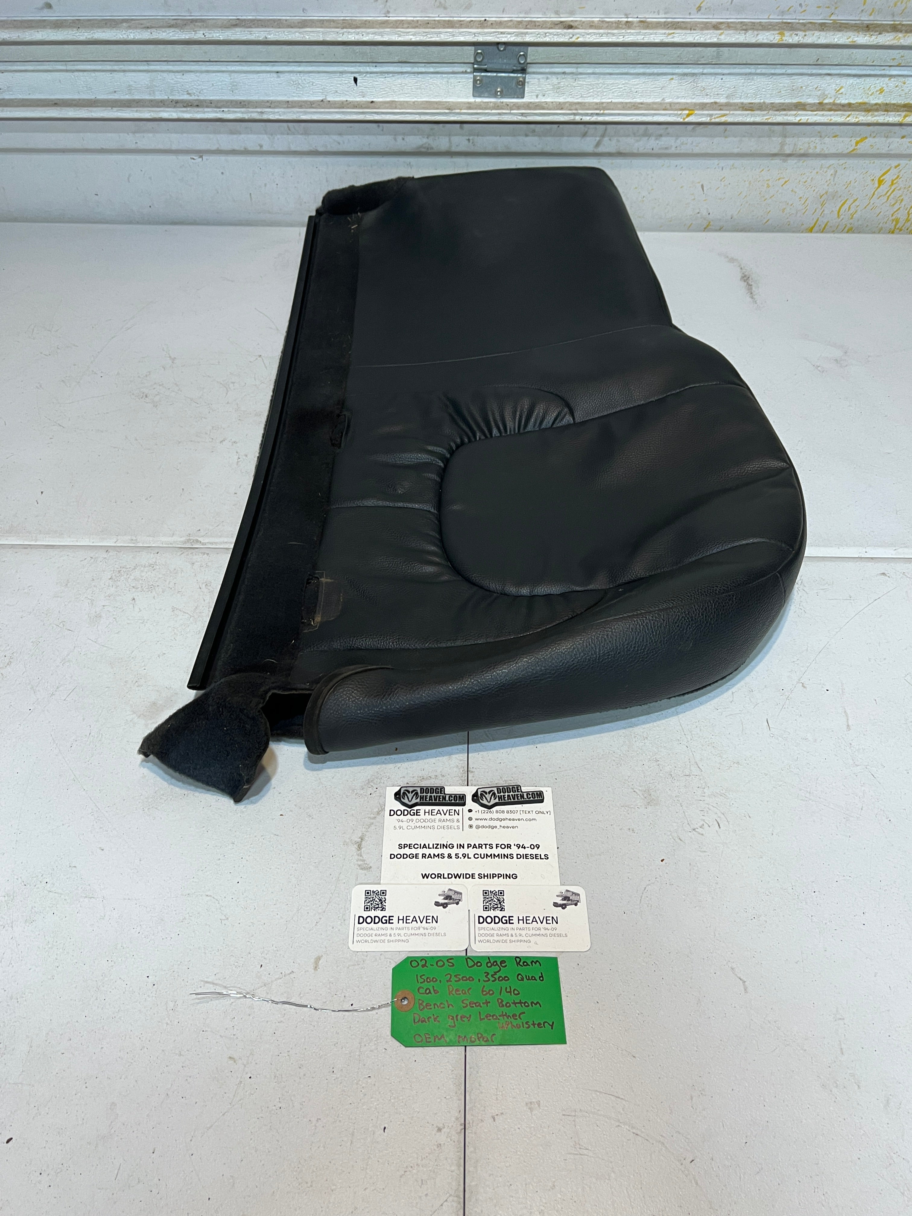 2002-2005 Dodge Ram Rear 60/40 Bench Seat Bottom Dark Grey Leather Upholstery