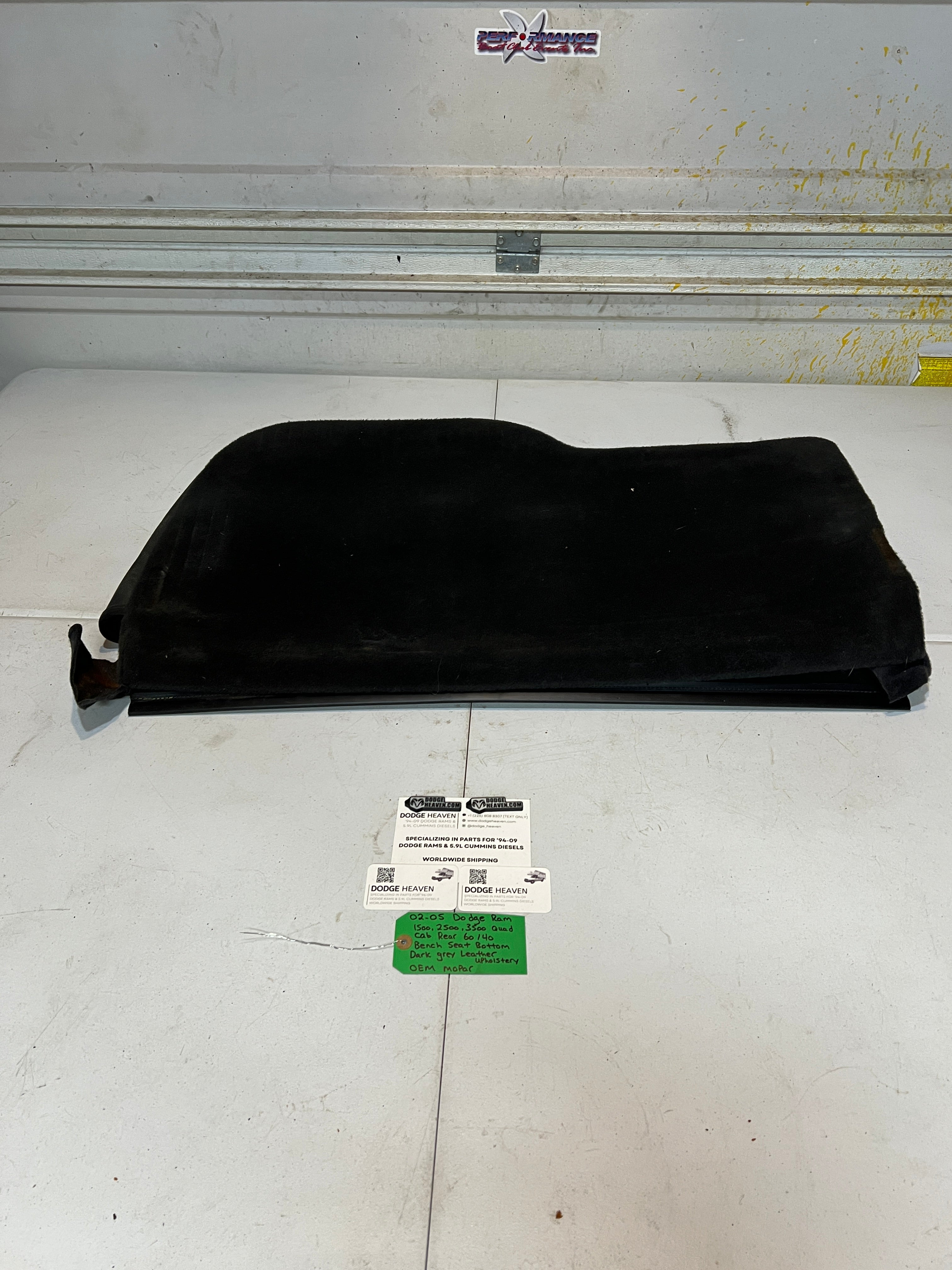 2002-2005 Dodge Ram Rear 60/40 Bench Seat Bottom Dark Grey Leather Upholstery