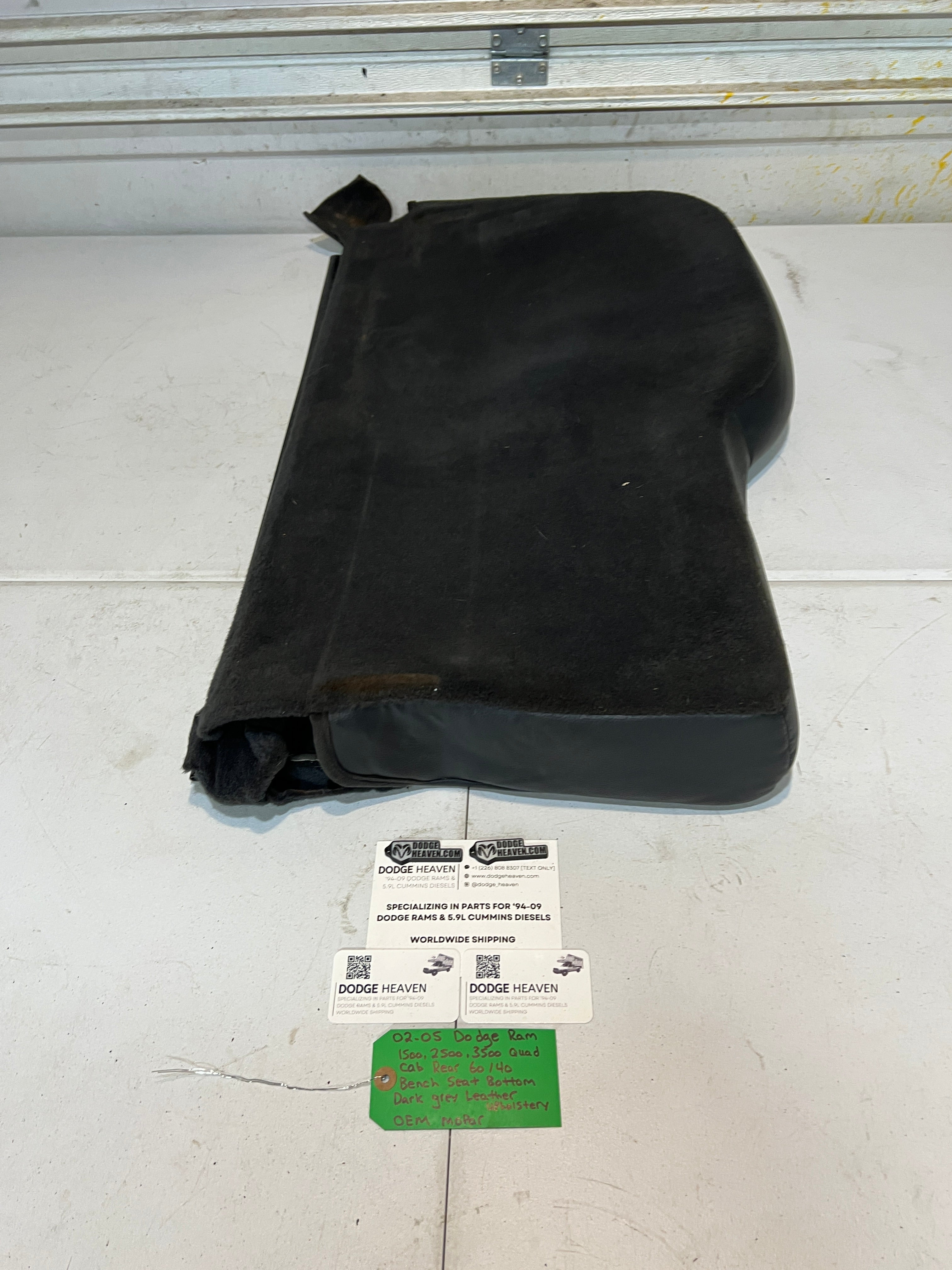 2002-2005 Dodge Ram Rear 60/40 Bench Seat Bottom Dark Grey Leather Upholstery