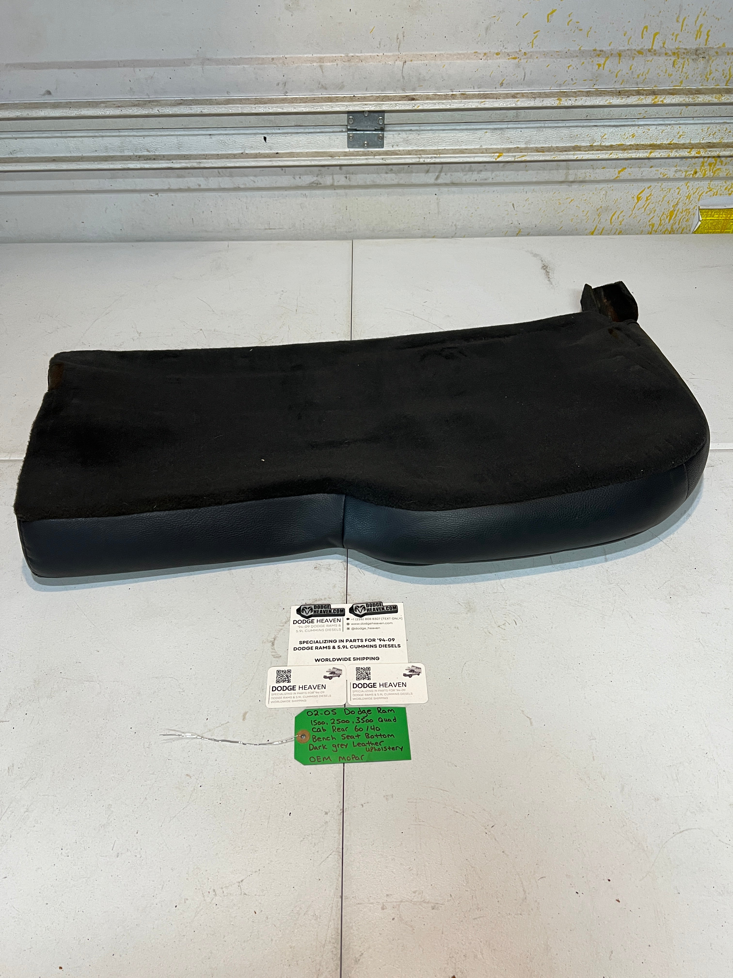 2002-2005 Dodge Ram Rear 60/40 Bench Seat Bottom Dark Grey Leather Upholstery